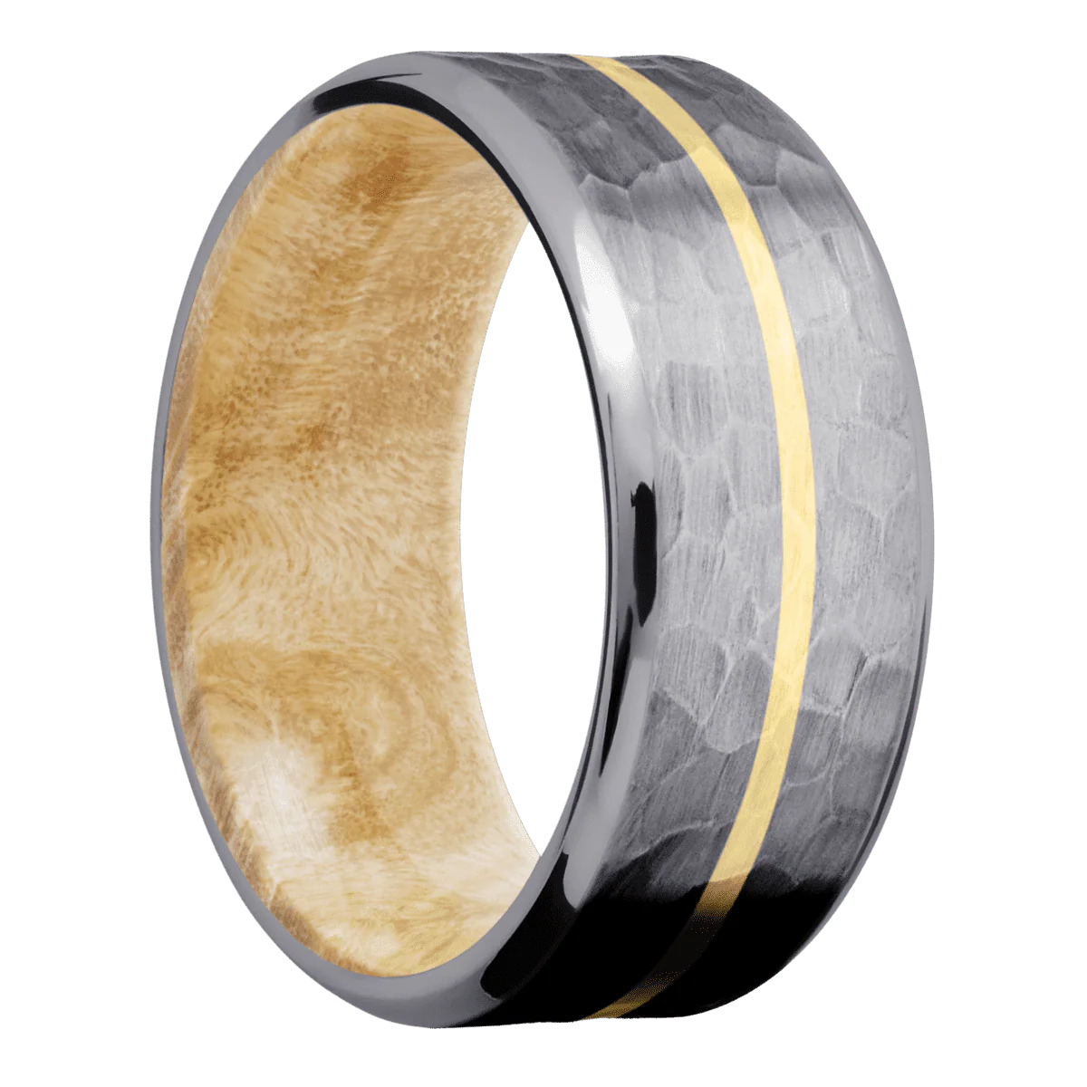 Tantalum + Hammer , Polish Finish + Boxelder Burl