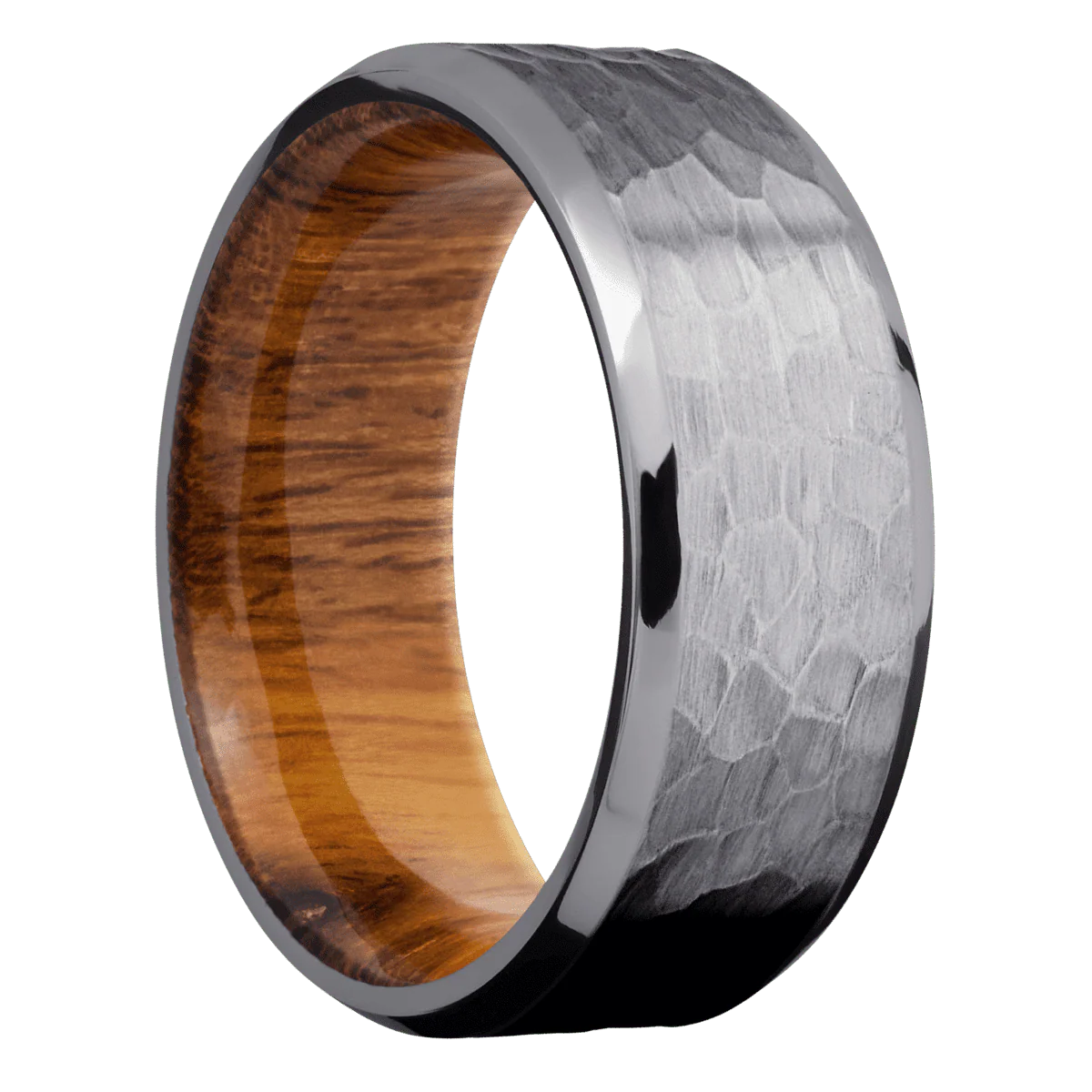 Tantalum + Hammer , Polish Finish + Desert Iron Wood