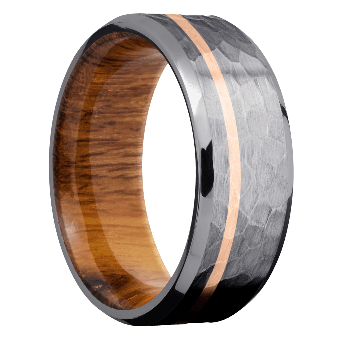 Tantalum + Hammer , Satin Finish + Desert Iron Wood