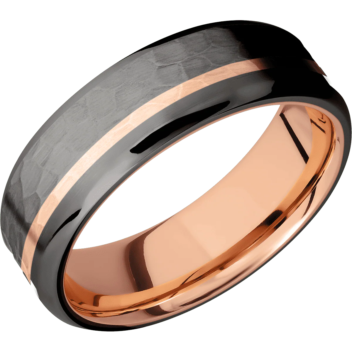 Tantalum Noir + Hammer , Polish Finish + 14K Rose Gold - Image 2