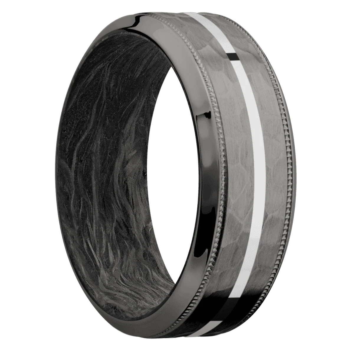 Tantalum Noir + Hammer , Polish Finish + Forged Carbon Fiber