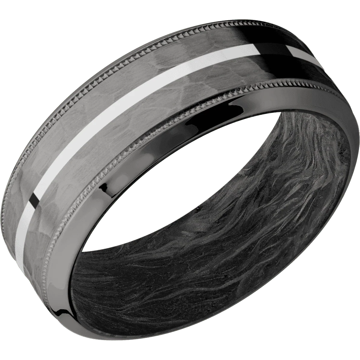 Tantalum Noir + Hammer , Polish Finish + Forged Carbon Fiber - Image 2