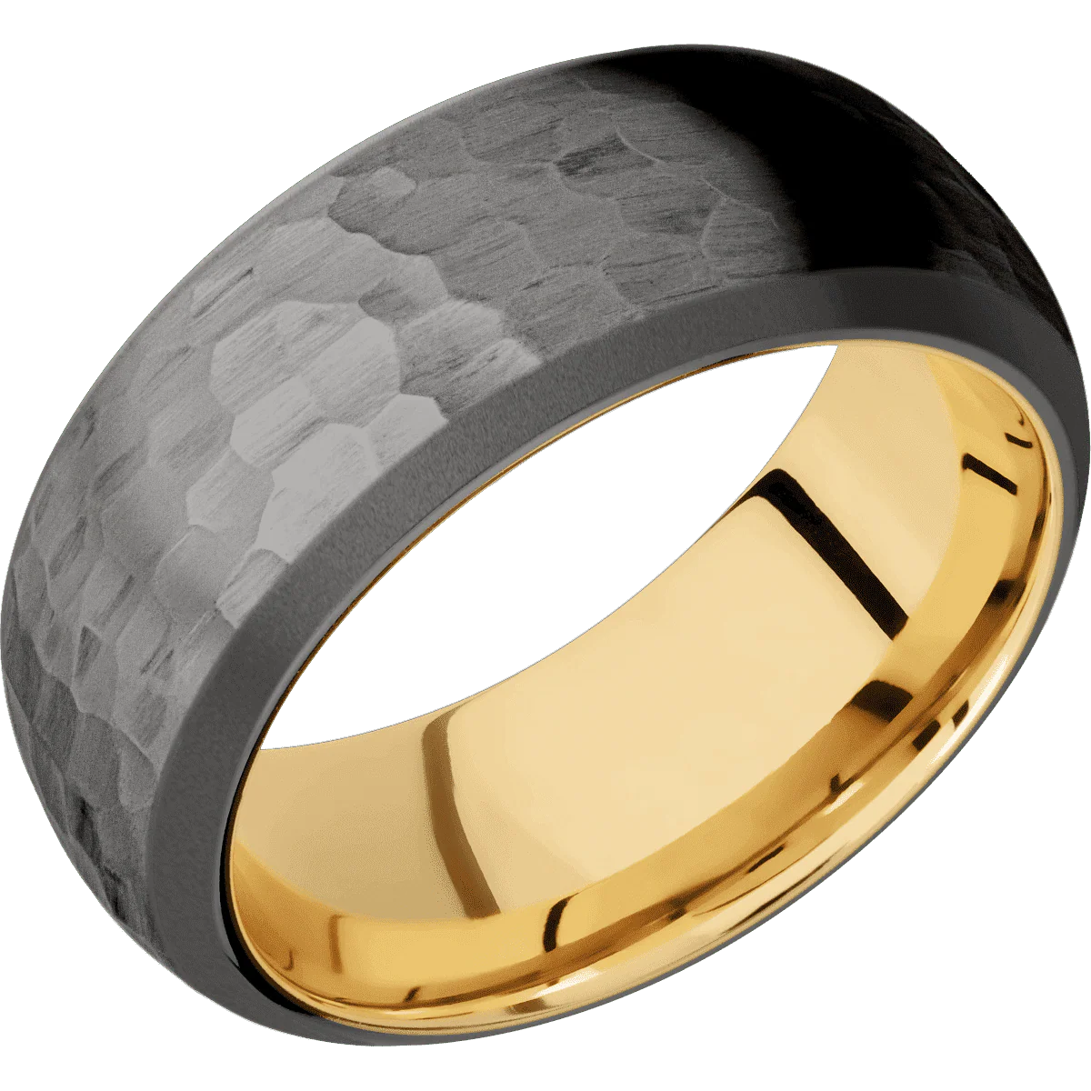 Tantalum Noir + Hammer , Sand Finish + 10K Yellow Gold - Image 2