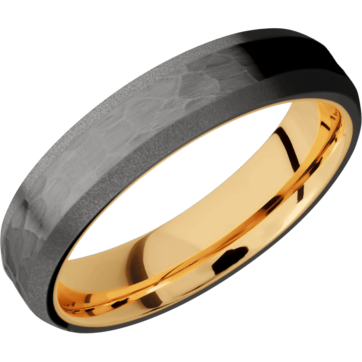 Tantalum Noir + Hammer , Sand Finish + 14K Yellow Gold - Image 2