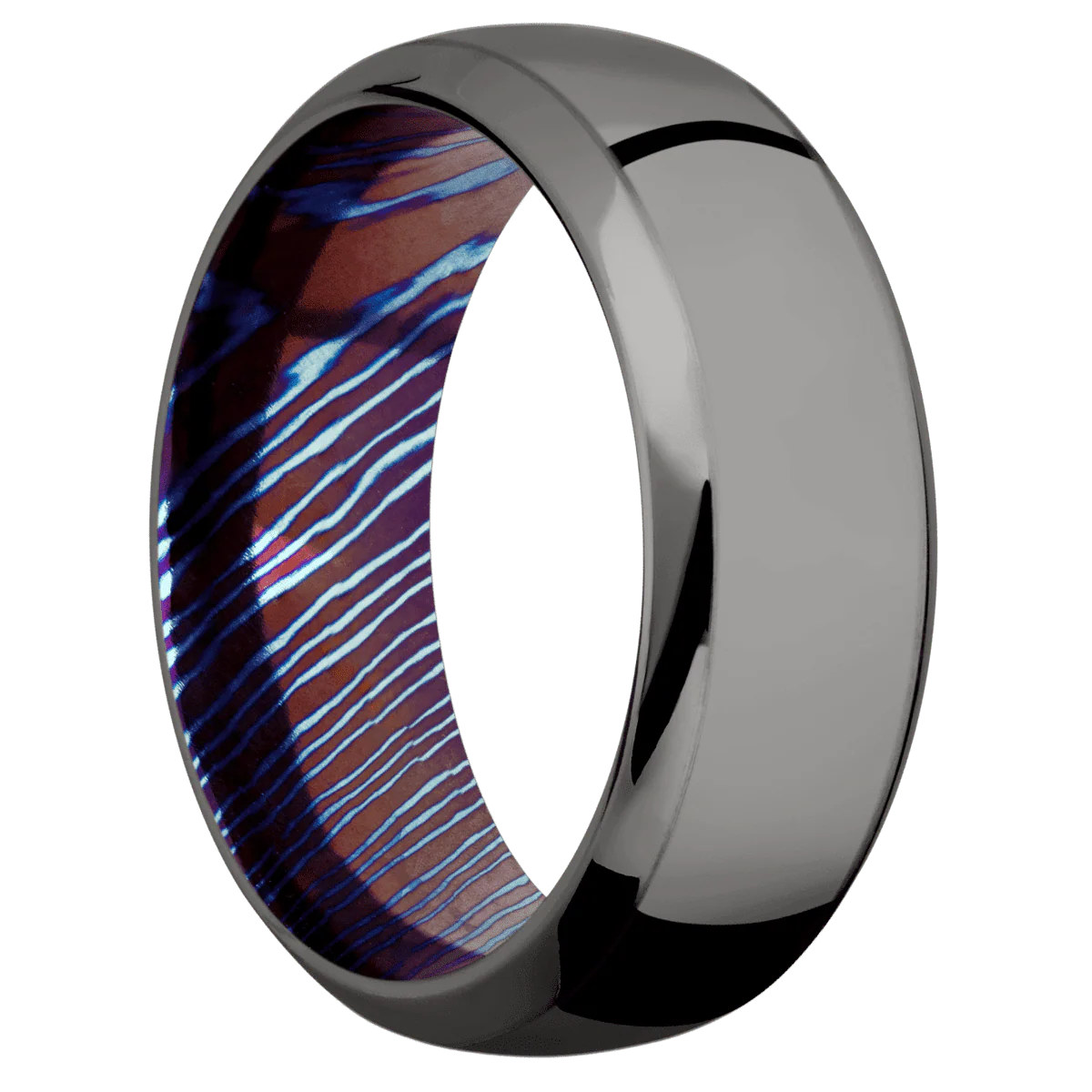 Tantalum Noir + Polish , Polish Finish + Titanium Damascus