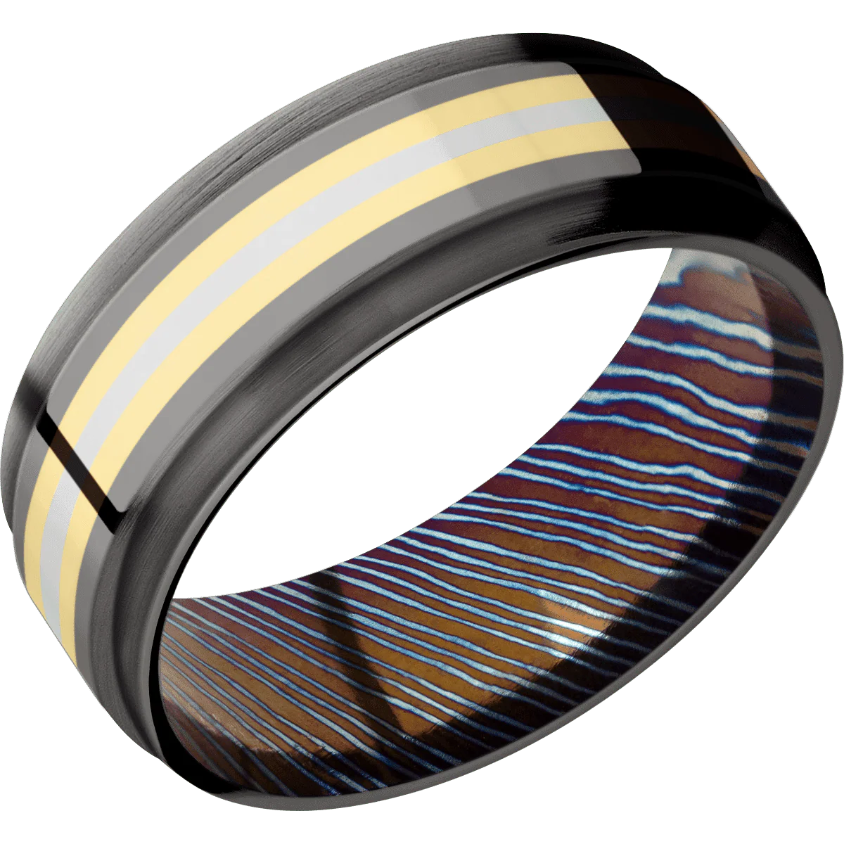Tantalum Noir + Polish , Satin Finish + Titanium Damascus - Image 2