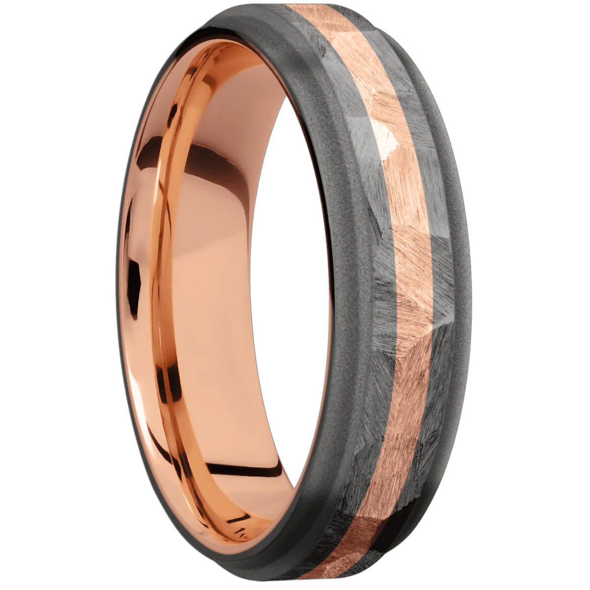 Tantalum Noir + Rock , Sand Finish + 14K Rose Gold