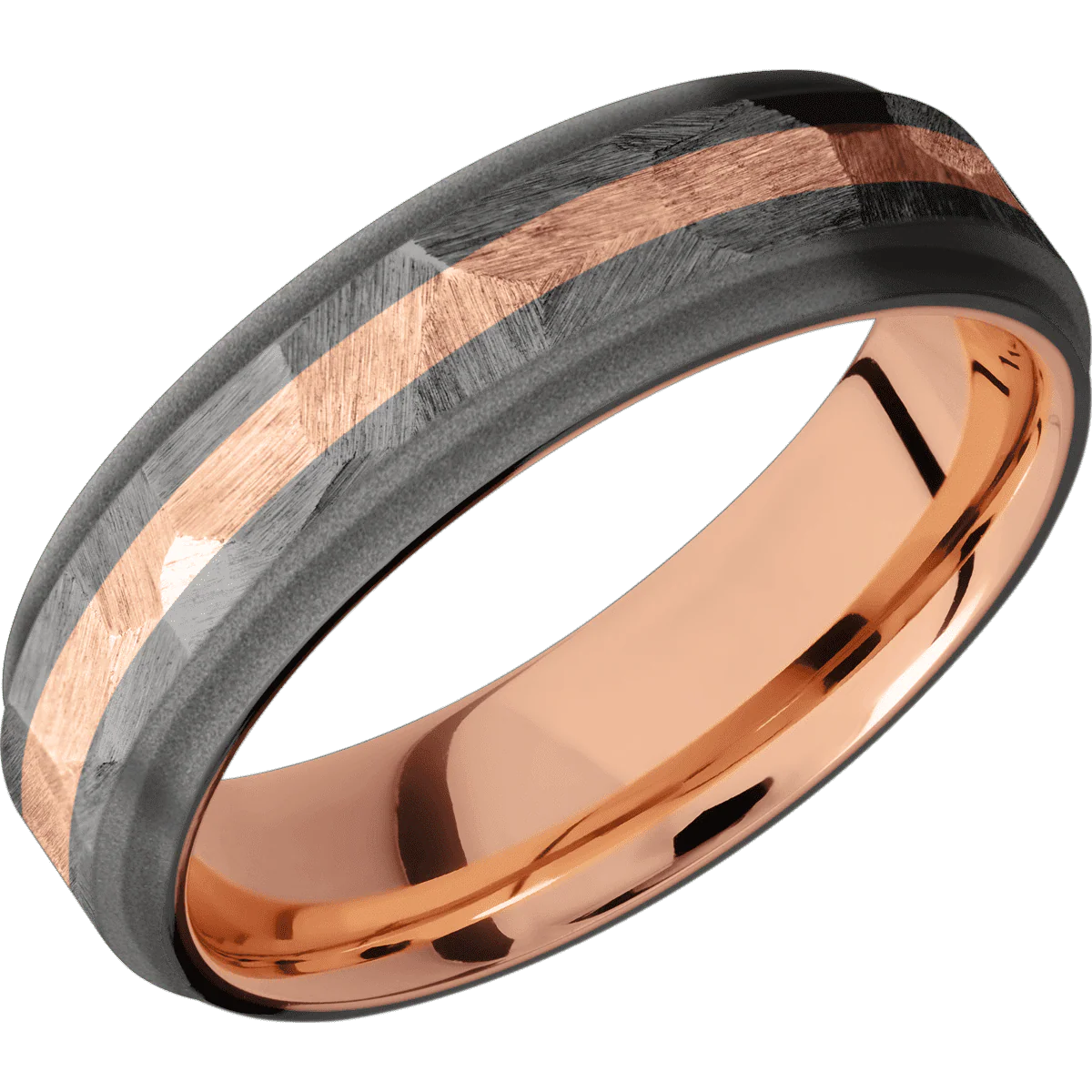 Tantalum Noir + Rock , Sand Finish + 14K Rose Gold - Image 2