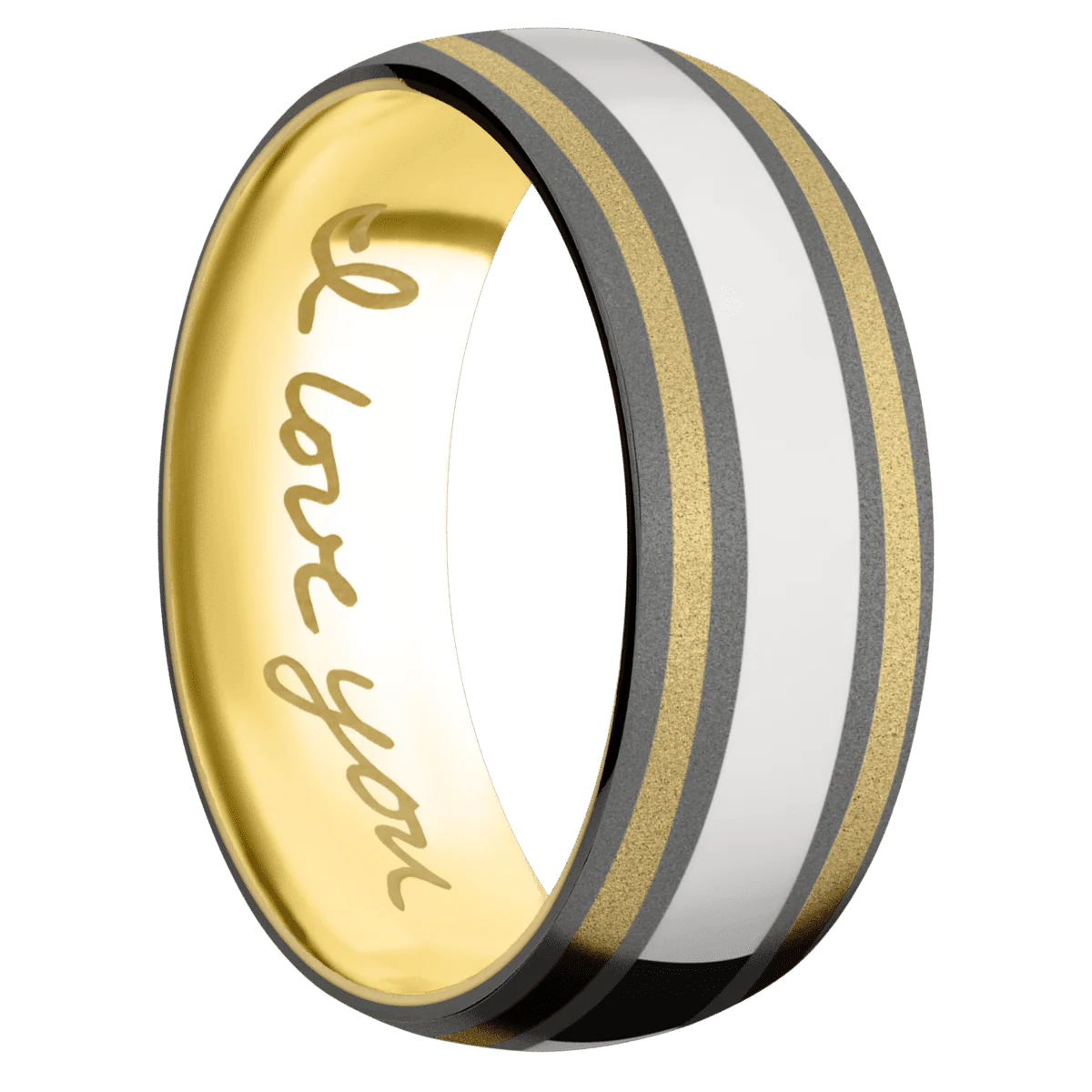 Tantalum Noir + Sand Finish + 10K Yellow Gold