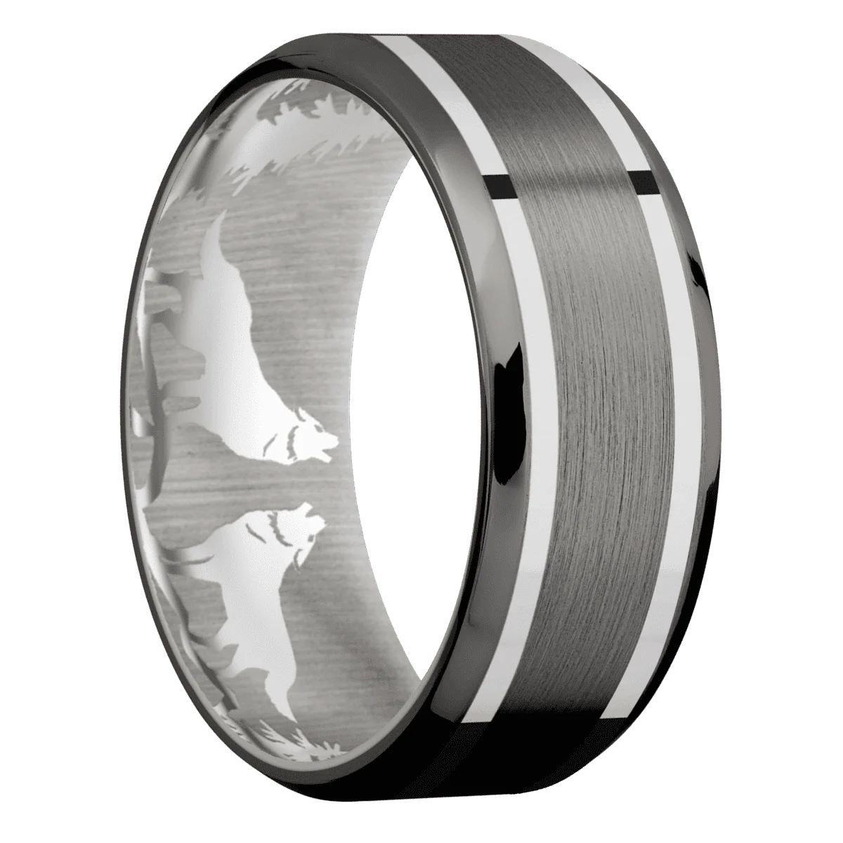 Tantalum Noir + Satin , Polish Finish + 10K White Gold