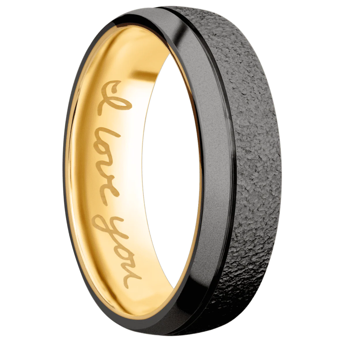Tantalum Noir + Stipple , Bead Finish + 14K Yellow Gold