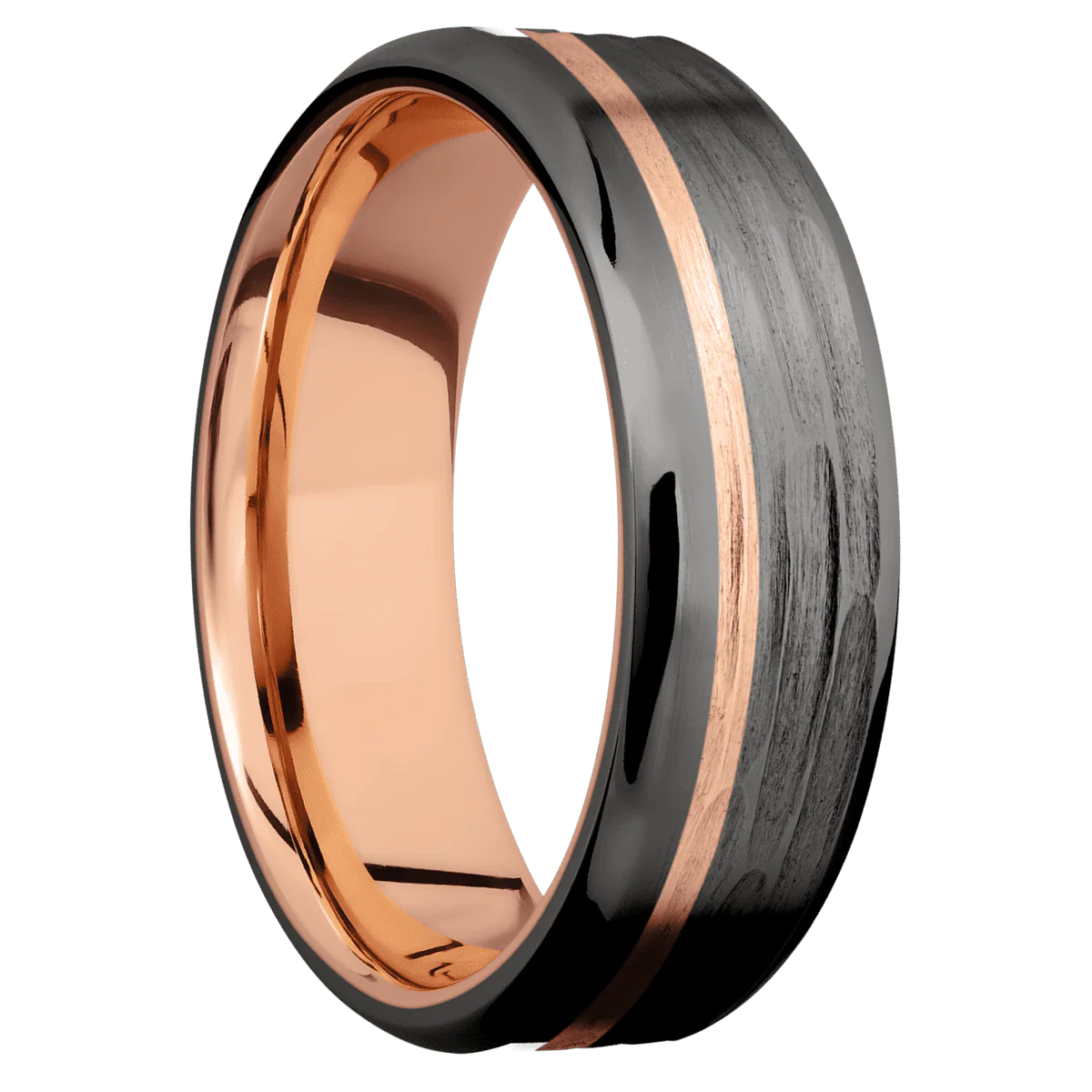 Tantalum Noir + Treebarkh , Polish Finish + 14K Rose Gold