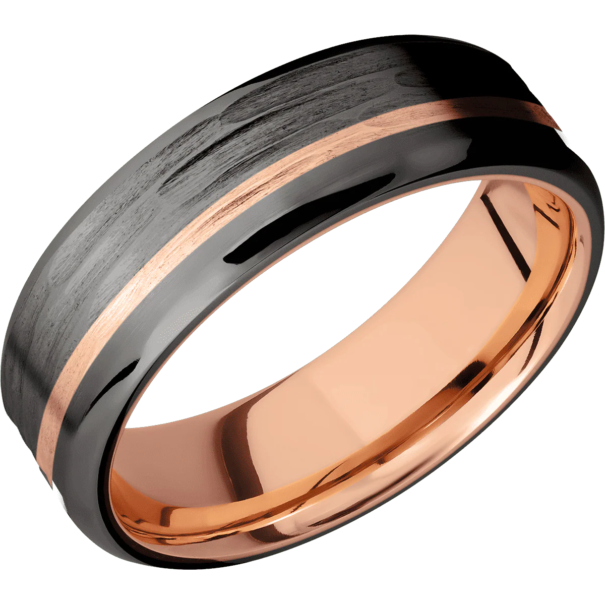 Tantalum Noir + Treebarkh , Polish Finish + 14K Rose Gold - Image 2