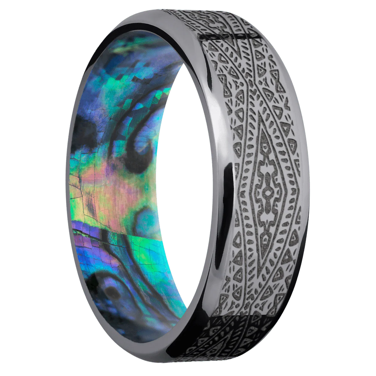 Tantalum + Polish , Polish Finish + Abalone