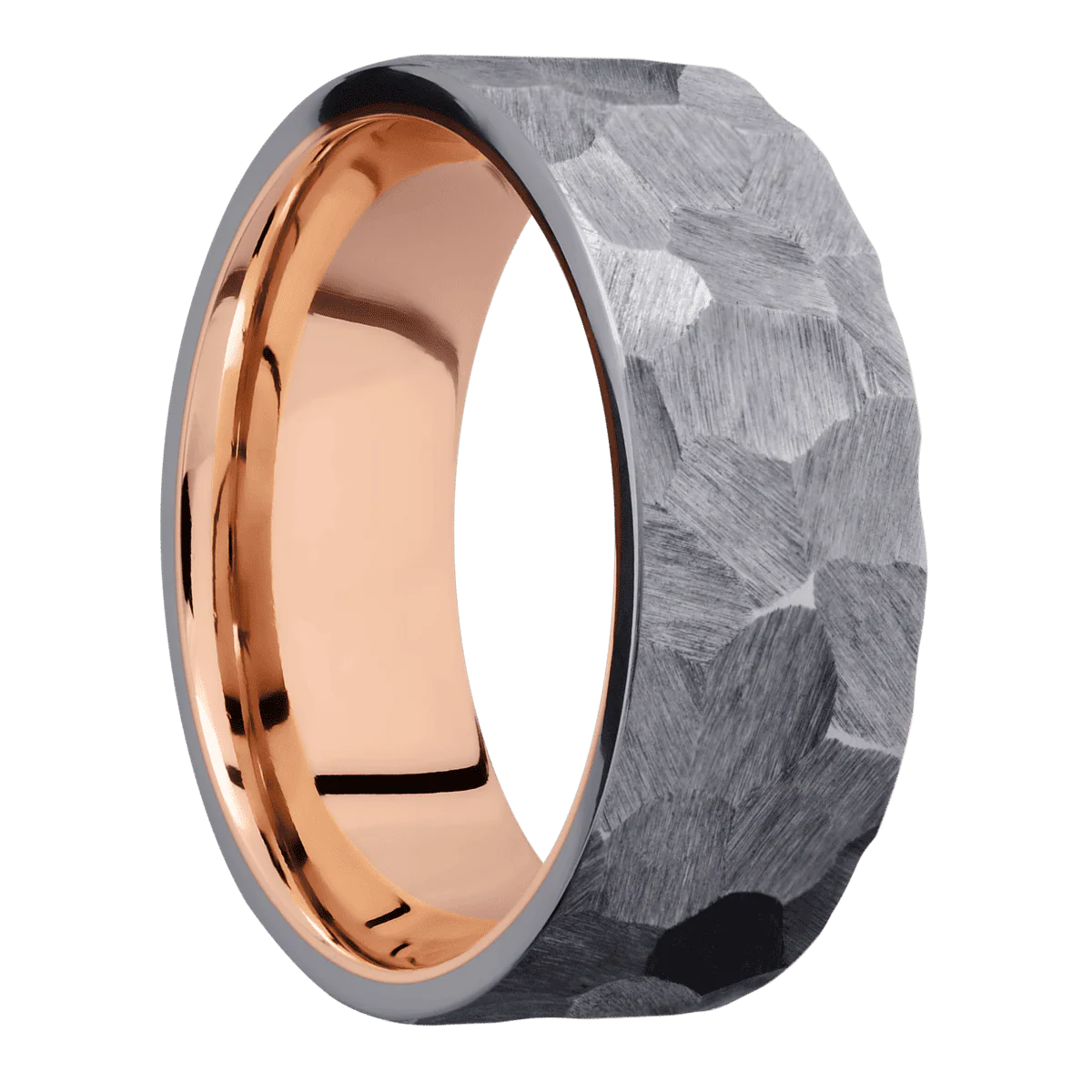 Tantalum + Rock Finish + 14K Rose Gold