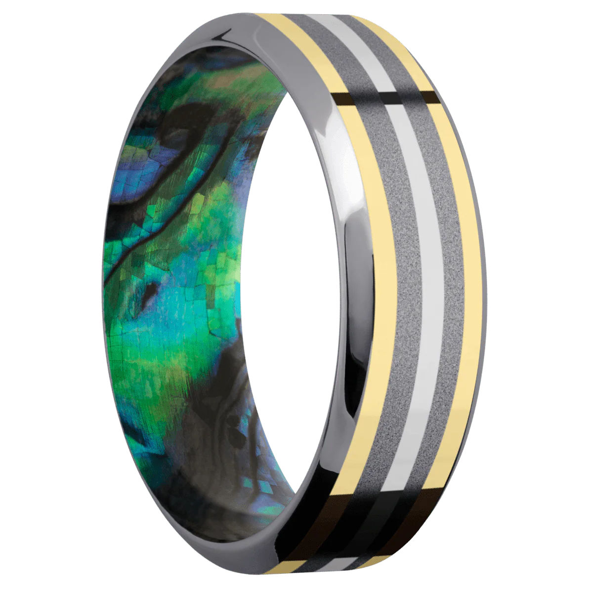 Tantalum + Sand , Polish Finish + Abalone