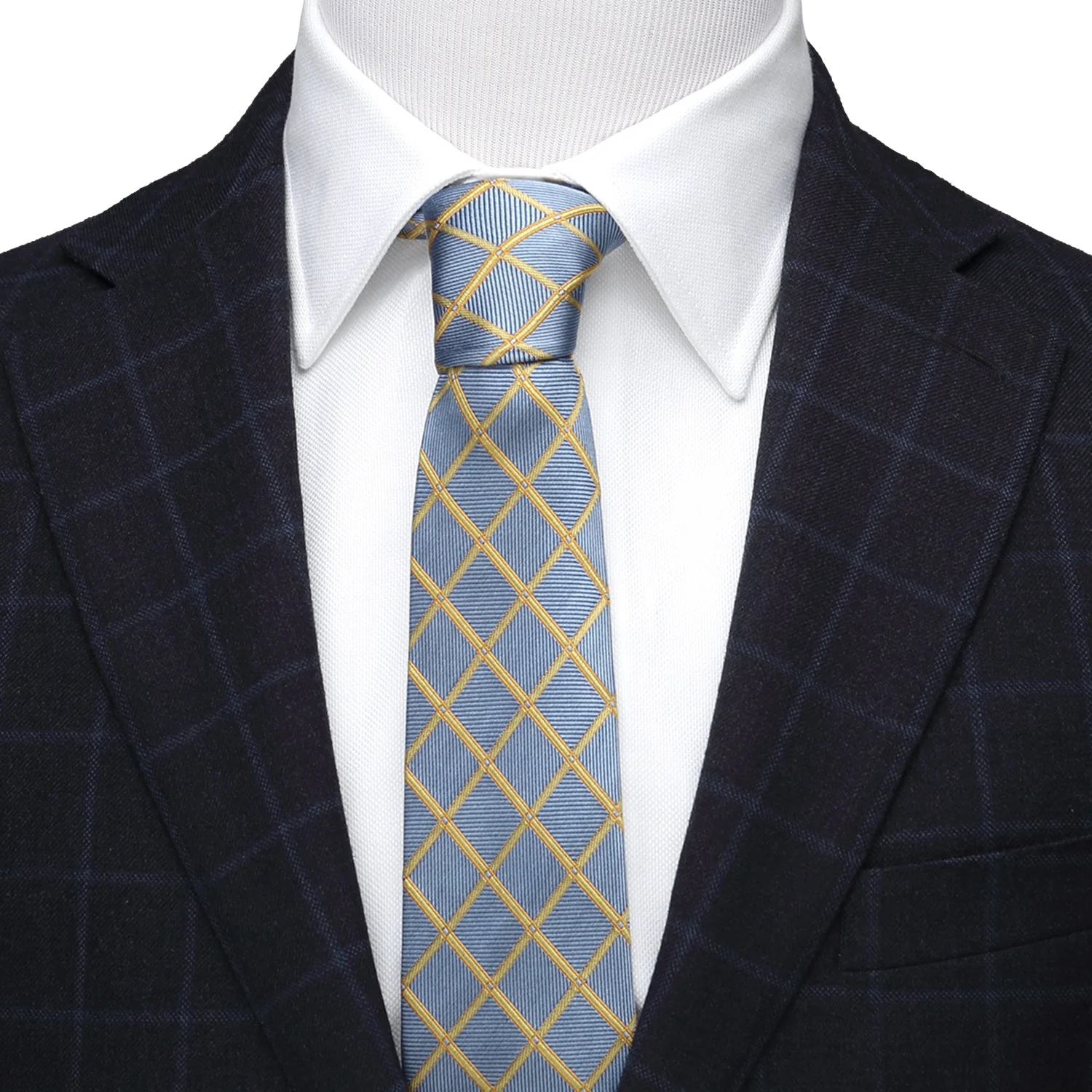 The Edward Tie (Gold Check Men's Tie) - Image 2