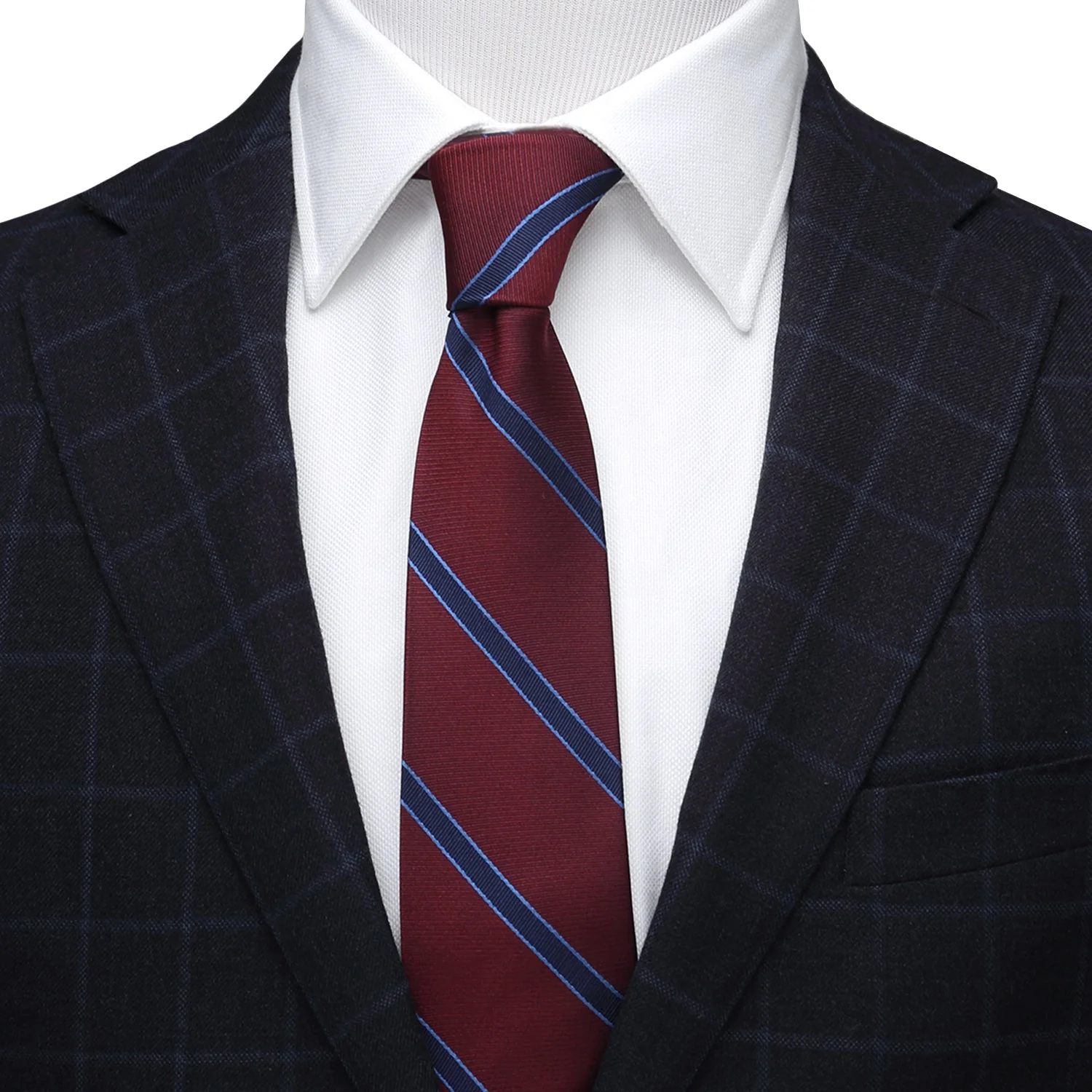 The Phillip Tie (Burgundy Stripe Men's Tie) - Image 2