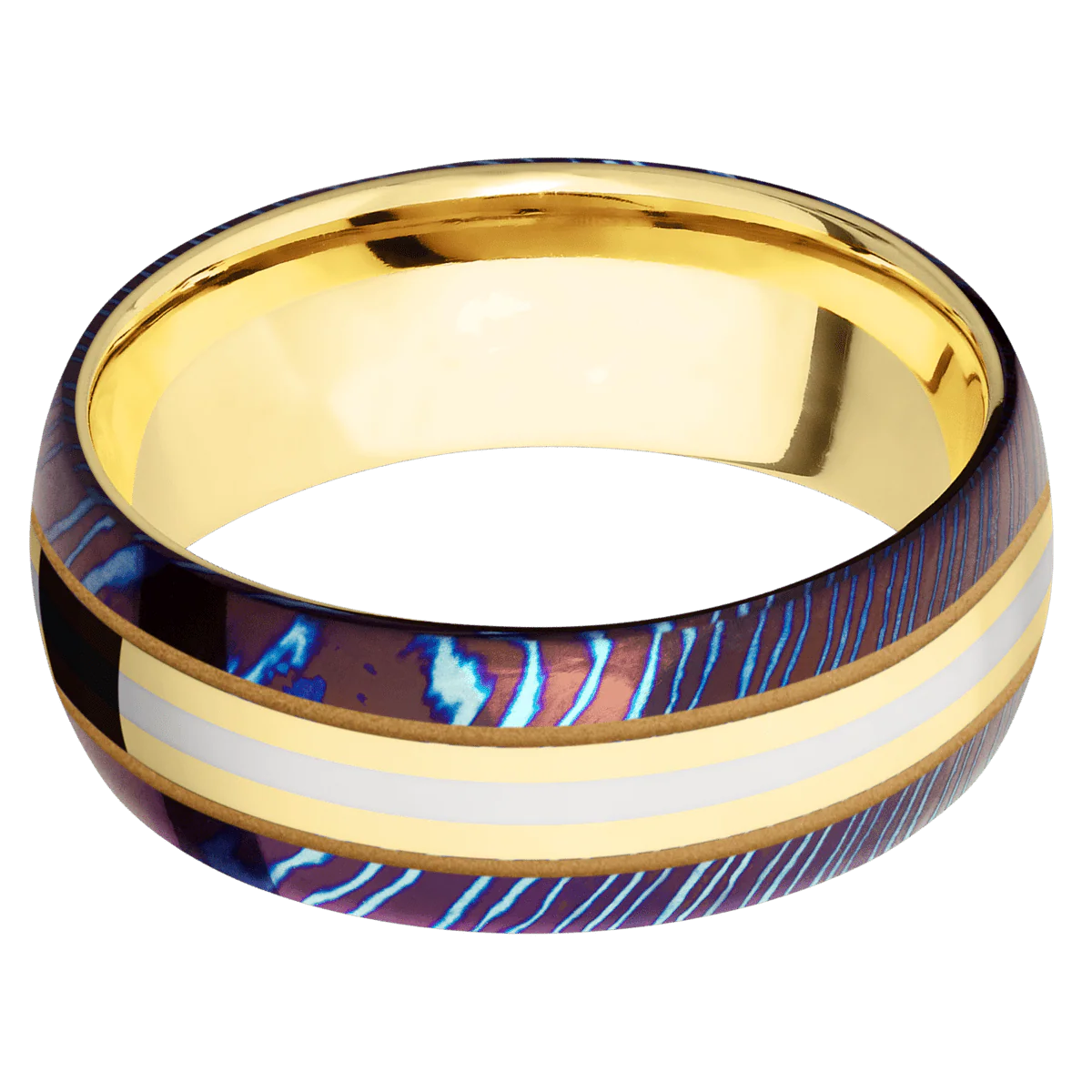 Titanium Damascus + Polish Finish + 10K Yellow Gold - Image 3