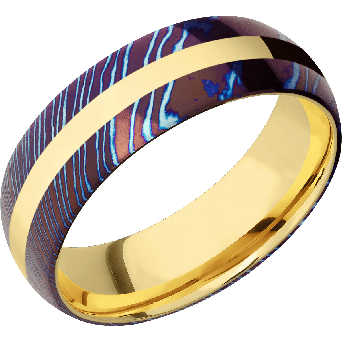 Titanium Damascus + Polish Finish + 18K Yellow Gold - Image 2