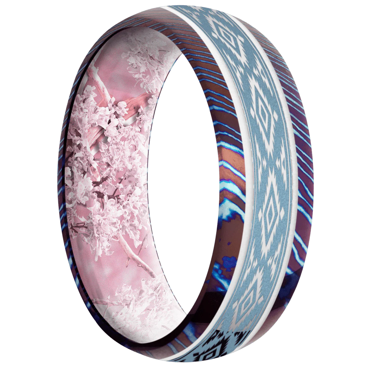 Titanium Damascus + Polish Finish + King's Pink