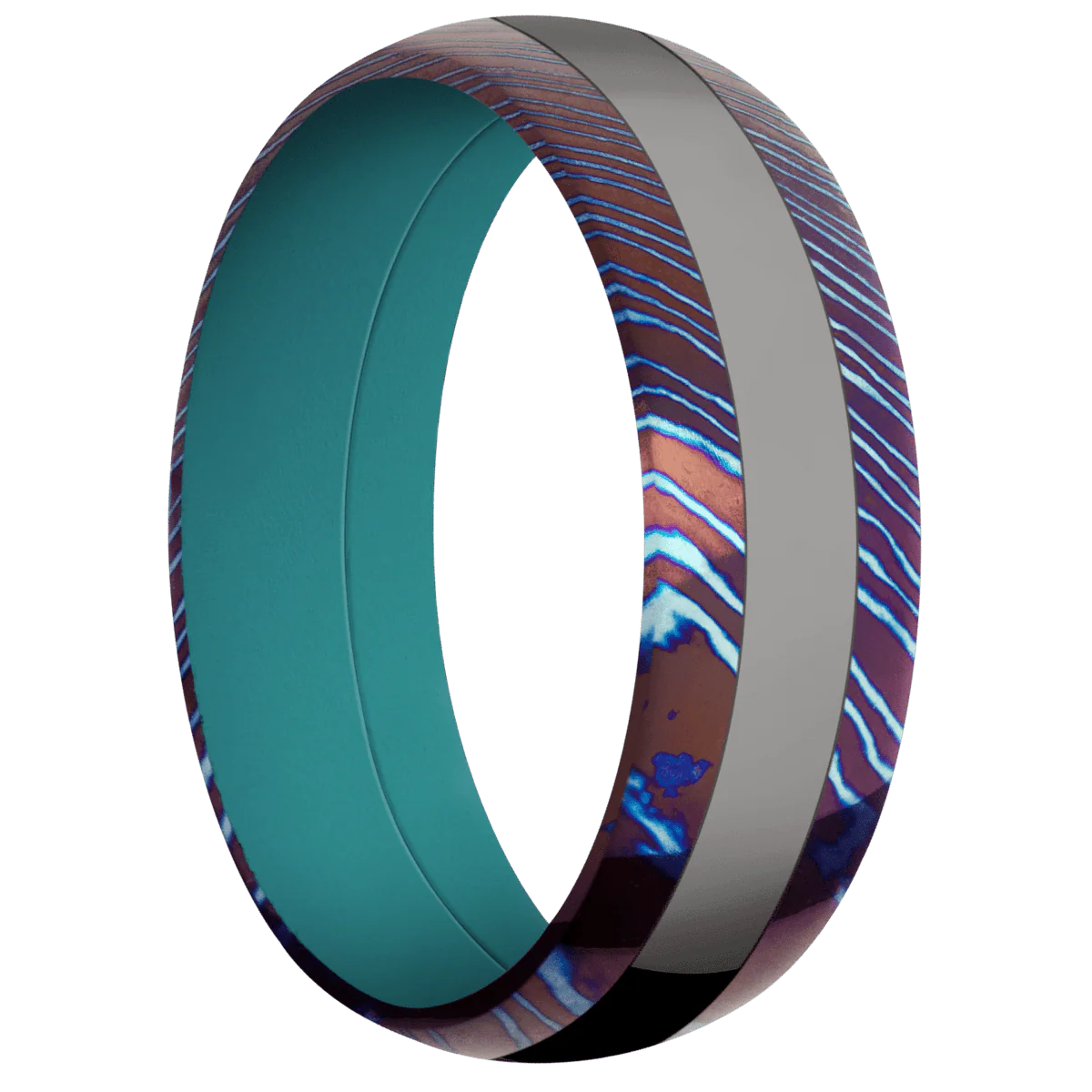 Titanium Damascus + Polish Finish + Teal
