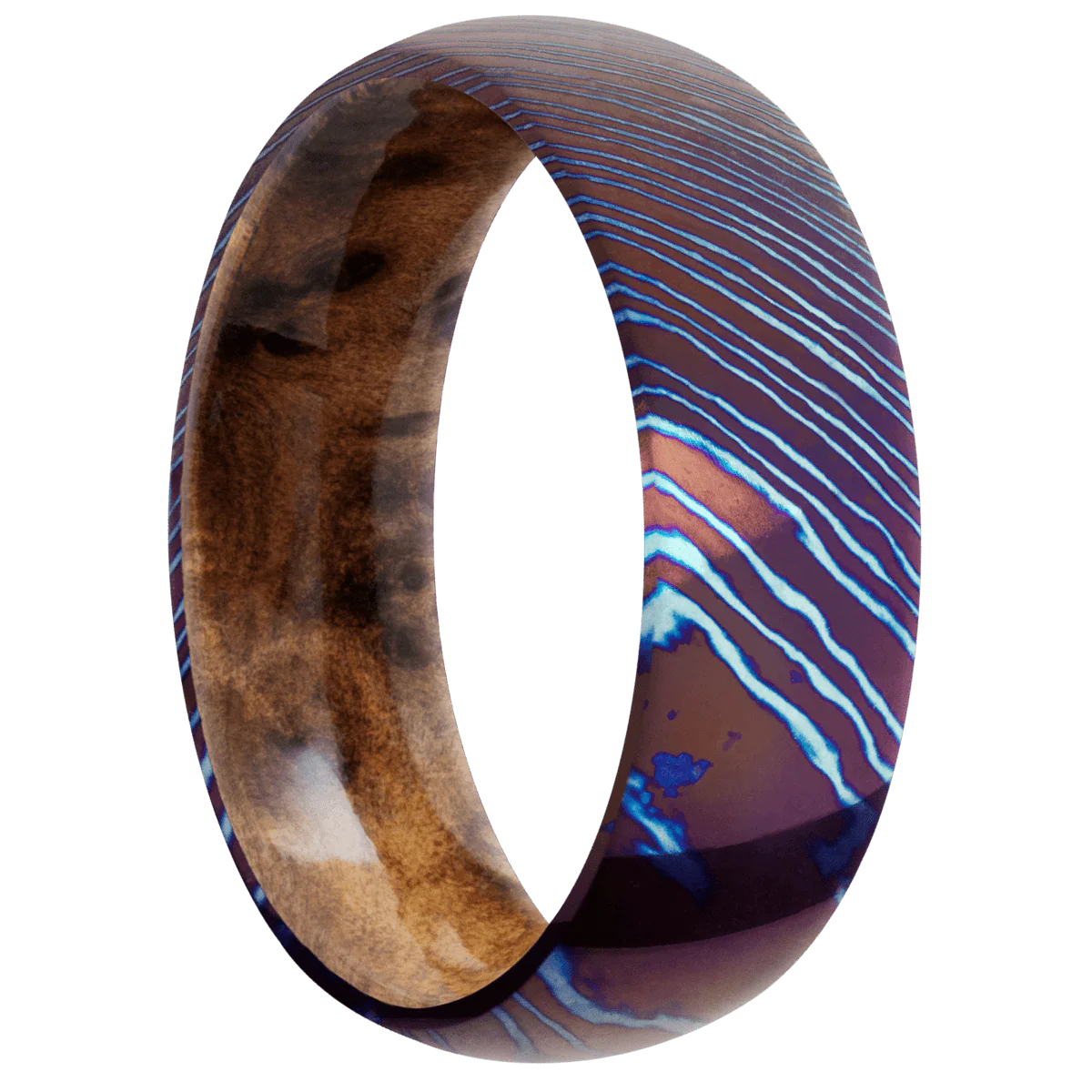 Titanium Damascus + Polish Finish + Thuya Burl