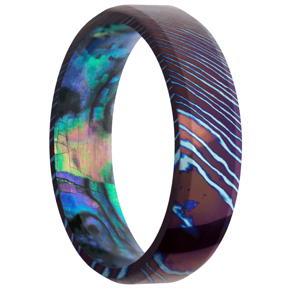 Titanium Damascus + Polish , Polish Finish + Abalone