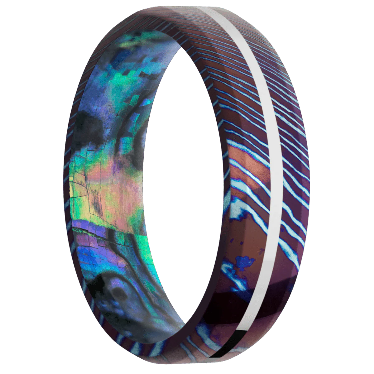 Titanium Damascus + Polish , Polish Finish + Abalone
