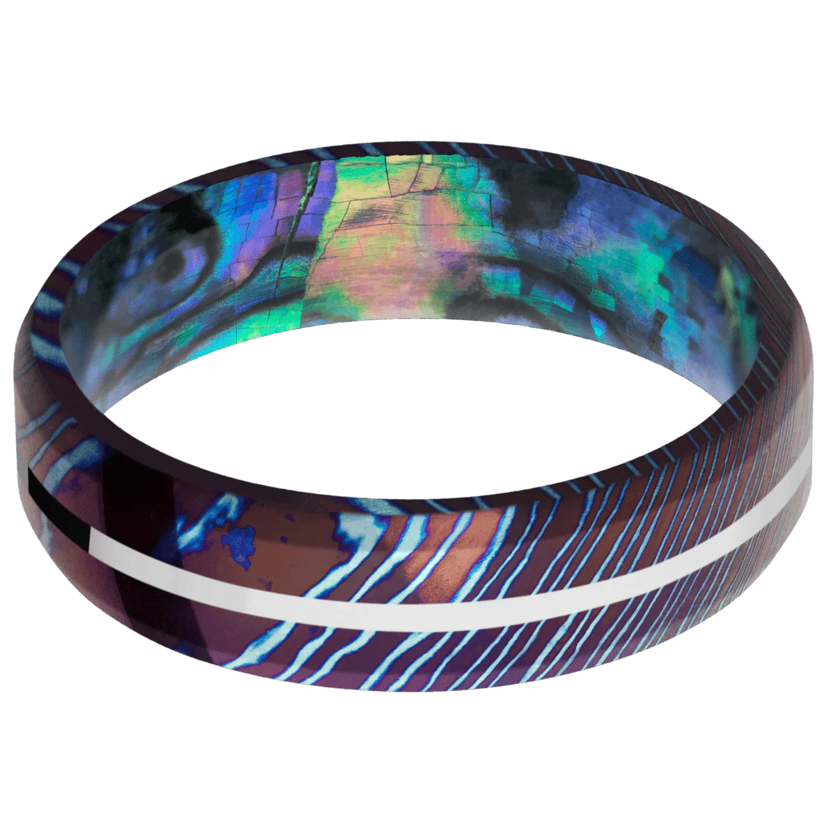 Titanium Damascus + Polish , Polish Finish + Abalone - Image 3