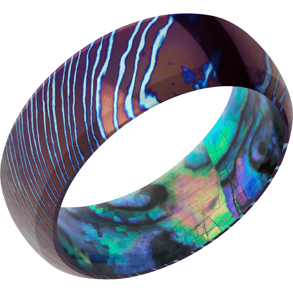 Titanium Damascus + Polish , Polish Finish + Abalone - Image 2