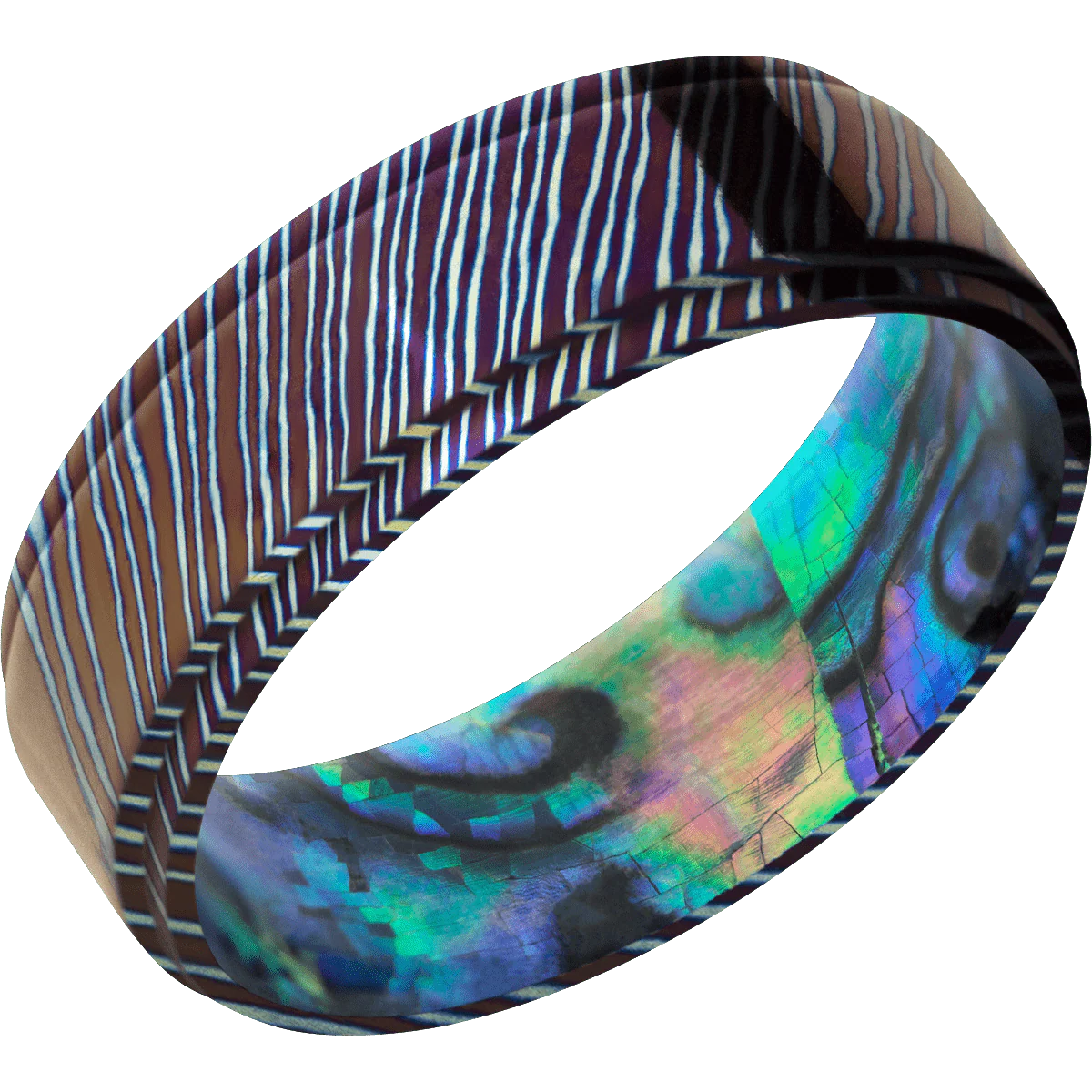 Titanium Damascus + Polish , Polish Finish + Abalone - Image 2
