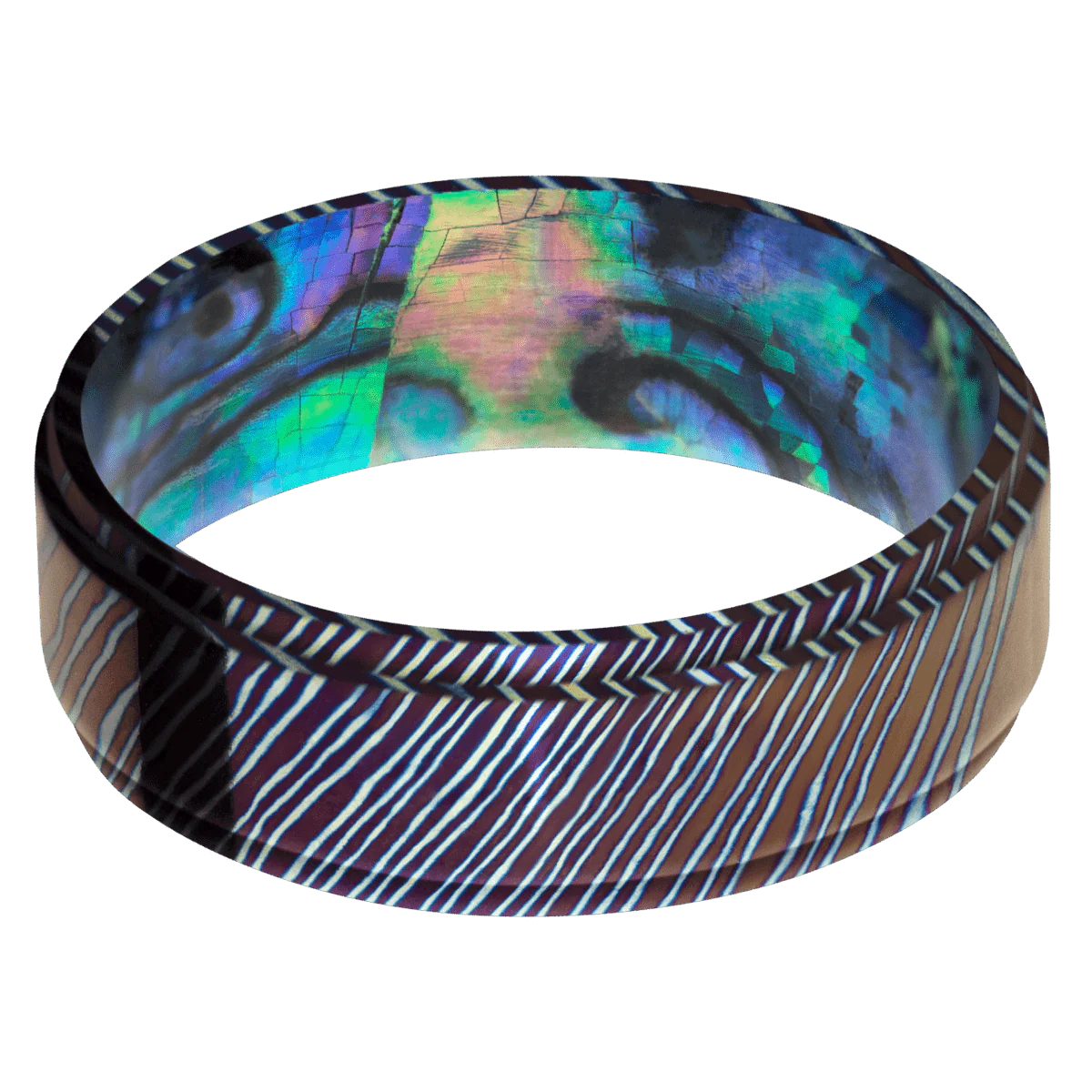 Titanium Damascus + Polish , Polish Finish + Abalone - Image 3