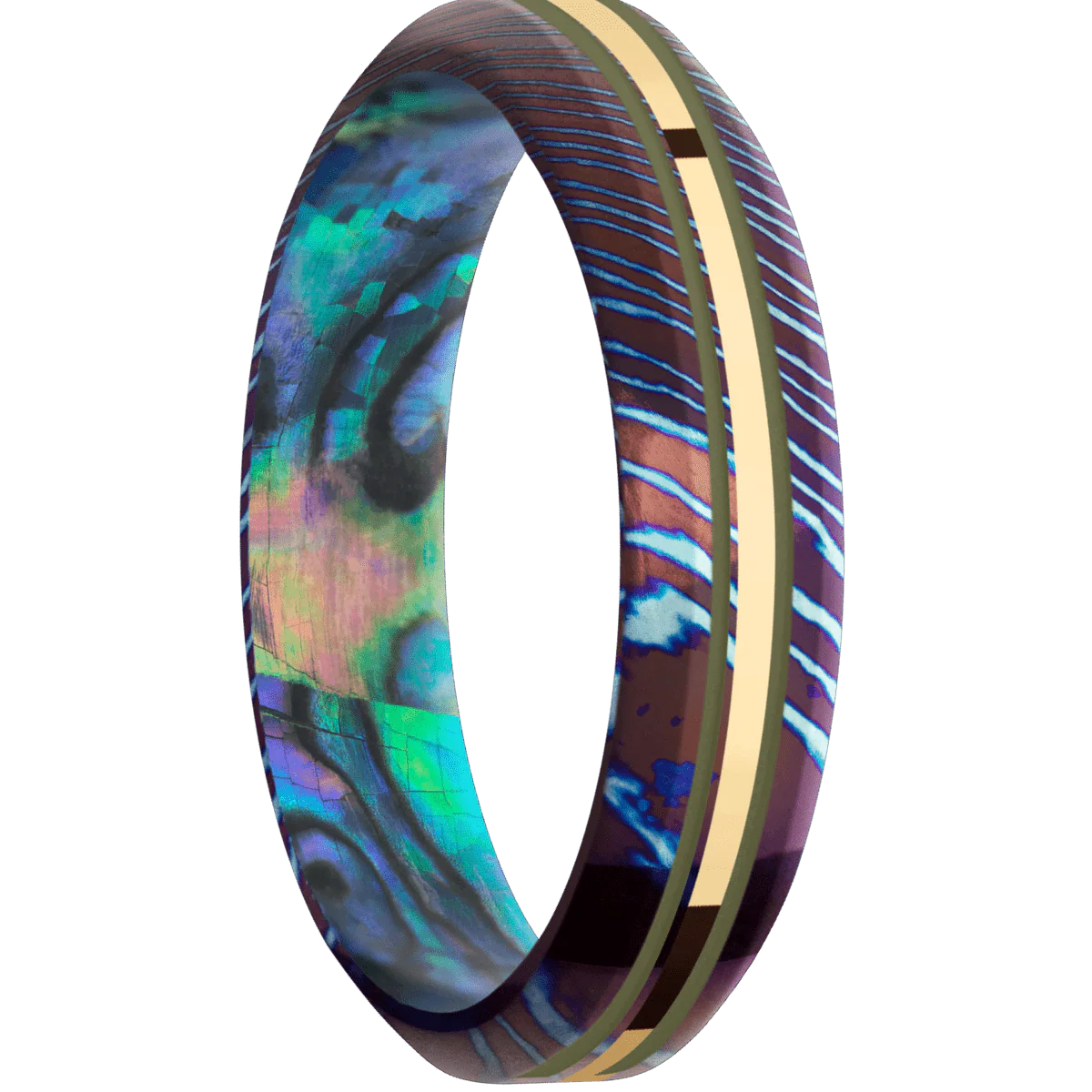 Titanium Damascus + Polish , Polish Finish + Abalone