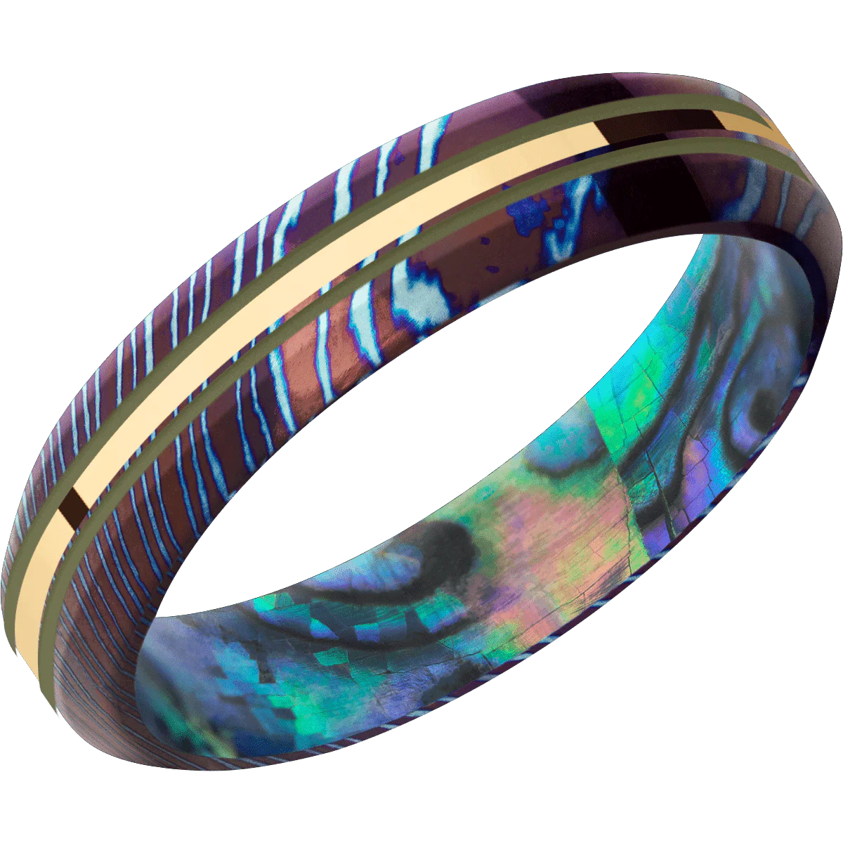 Titanium Damascus + Polish , Polish Finish + Abalone - Image 2