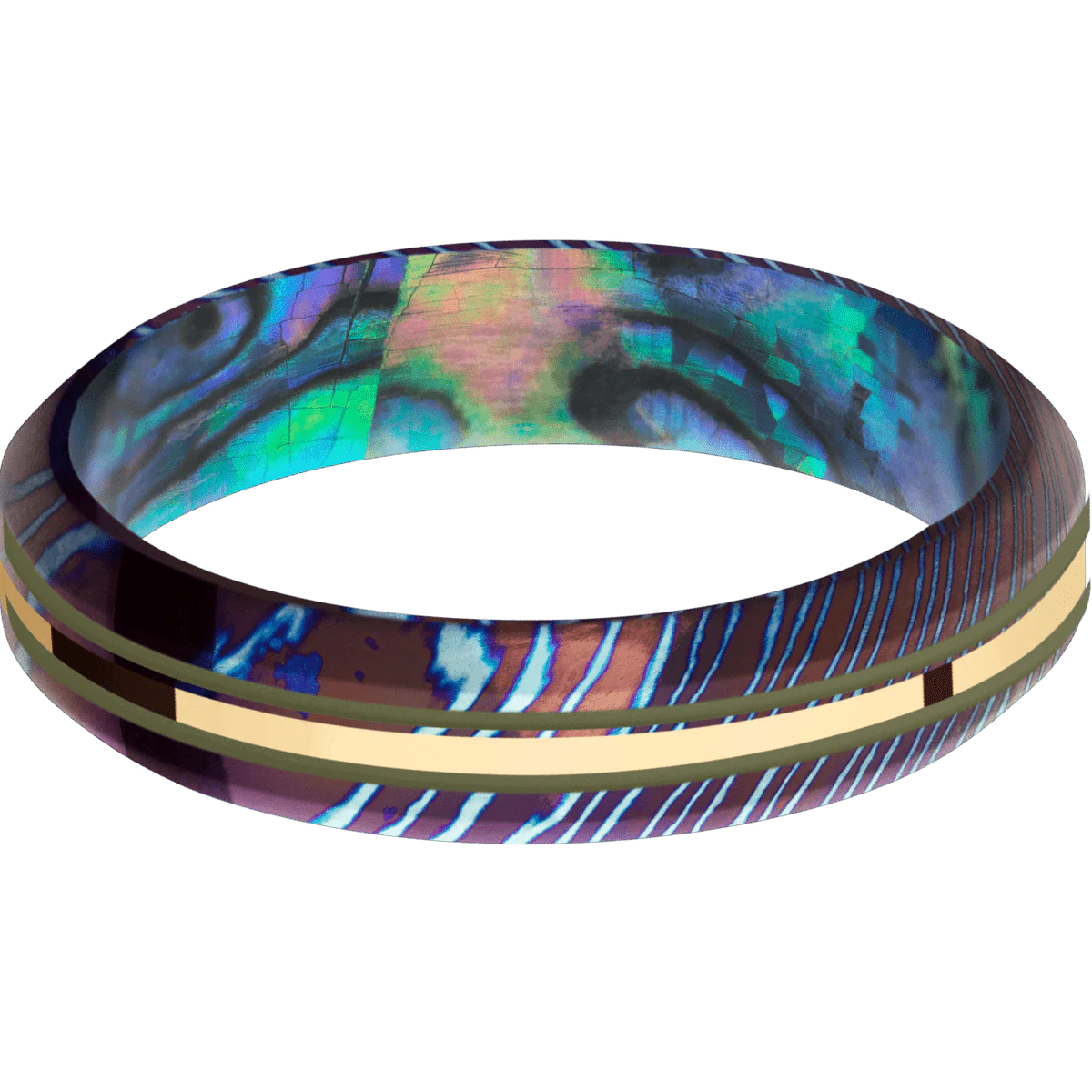 Titanium Damascus + Polish , Polish Finish + Abalone - Image 3