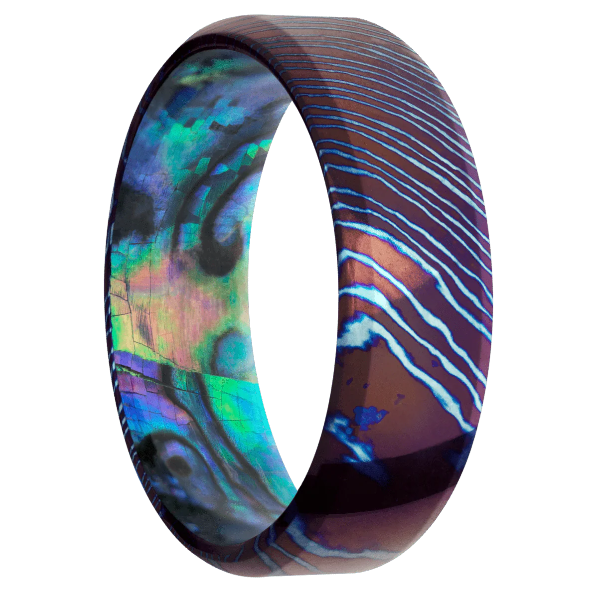 Titanium Damascus + Polish , Polish Finish + Abalone