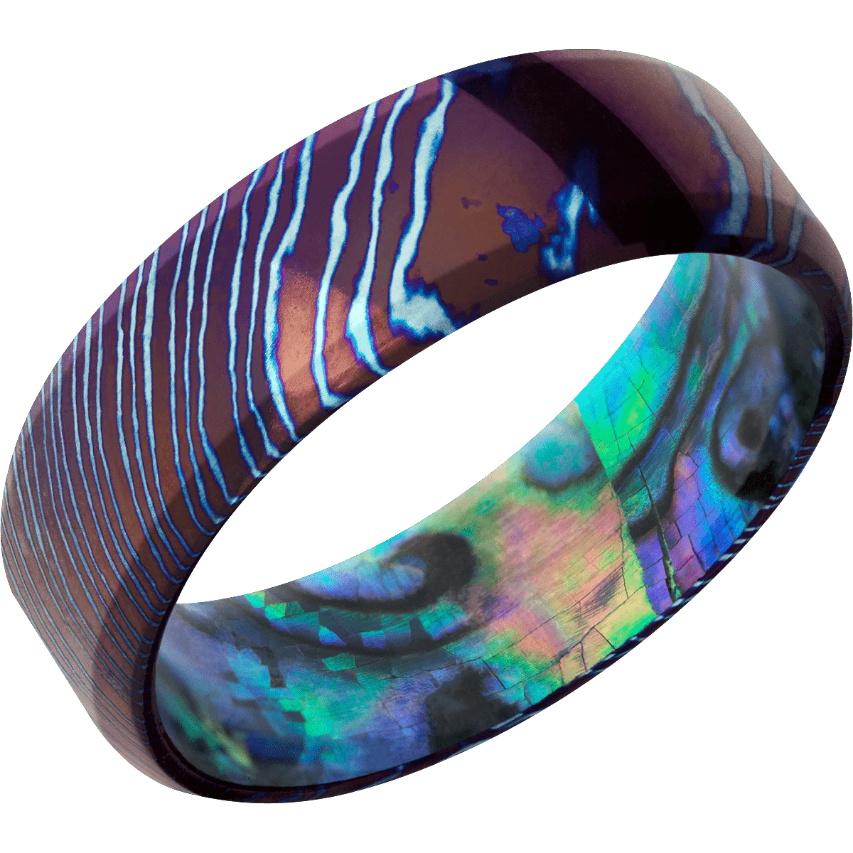 Titanium Damascus + Polish , Polish Finish + Abalone - Image 2