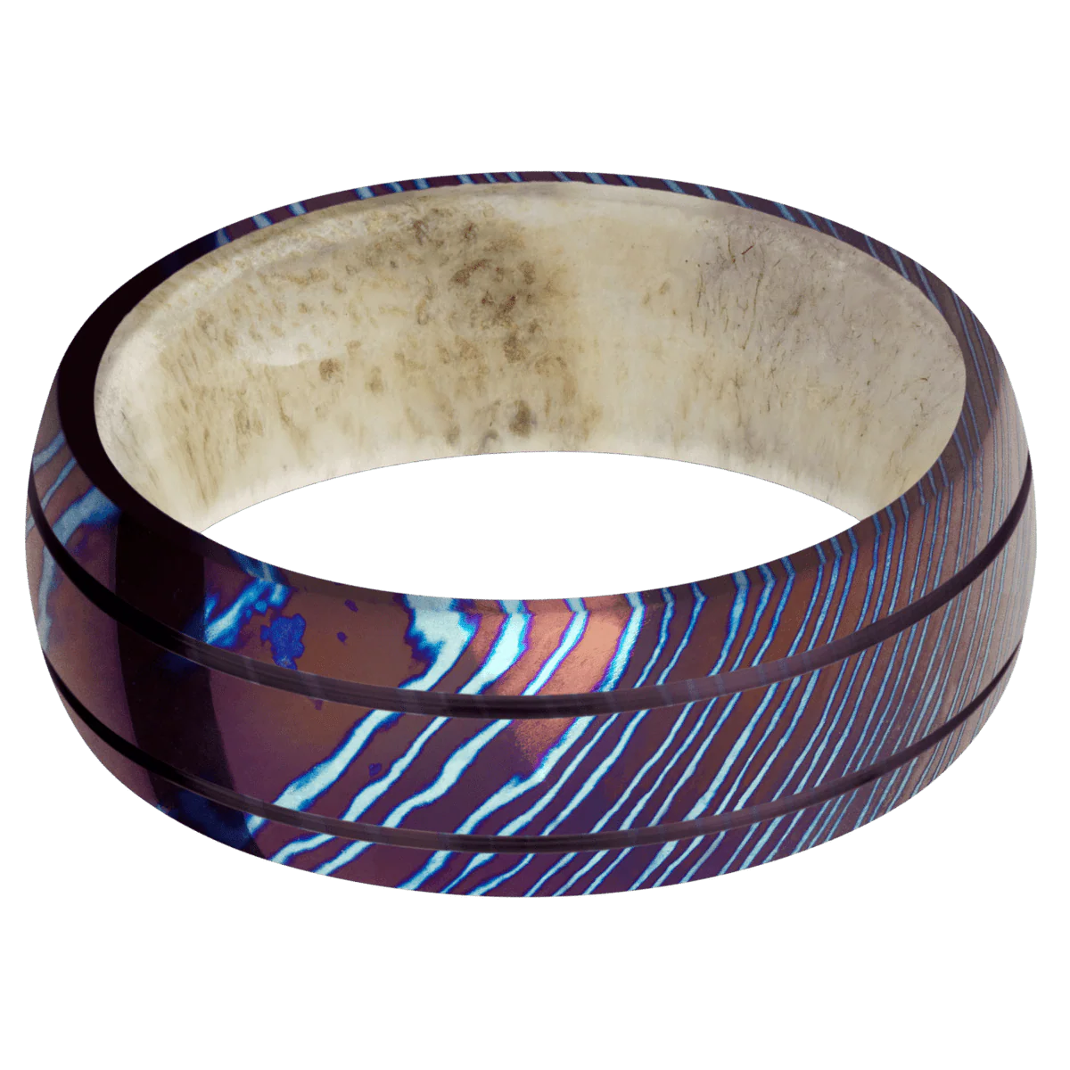 Titanium Damascus + Polish , Polish Finish + Antler - Image 3