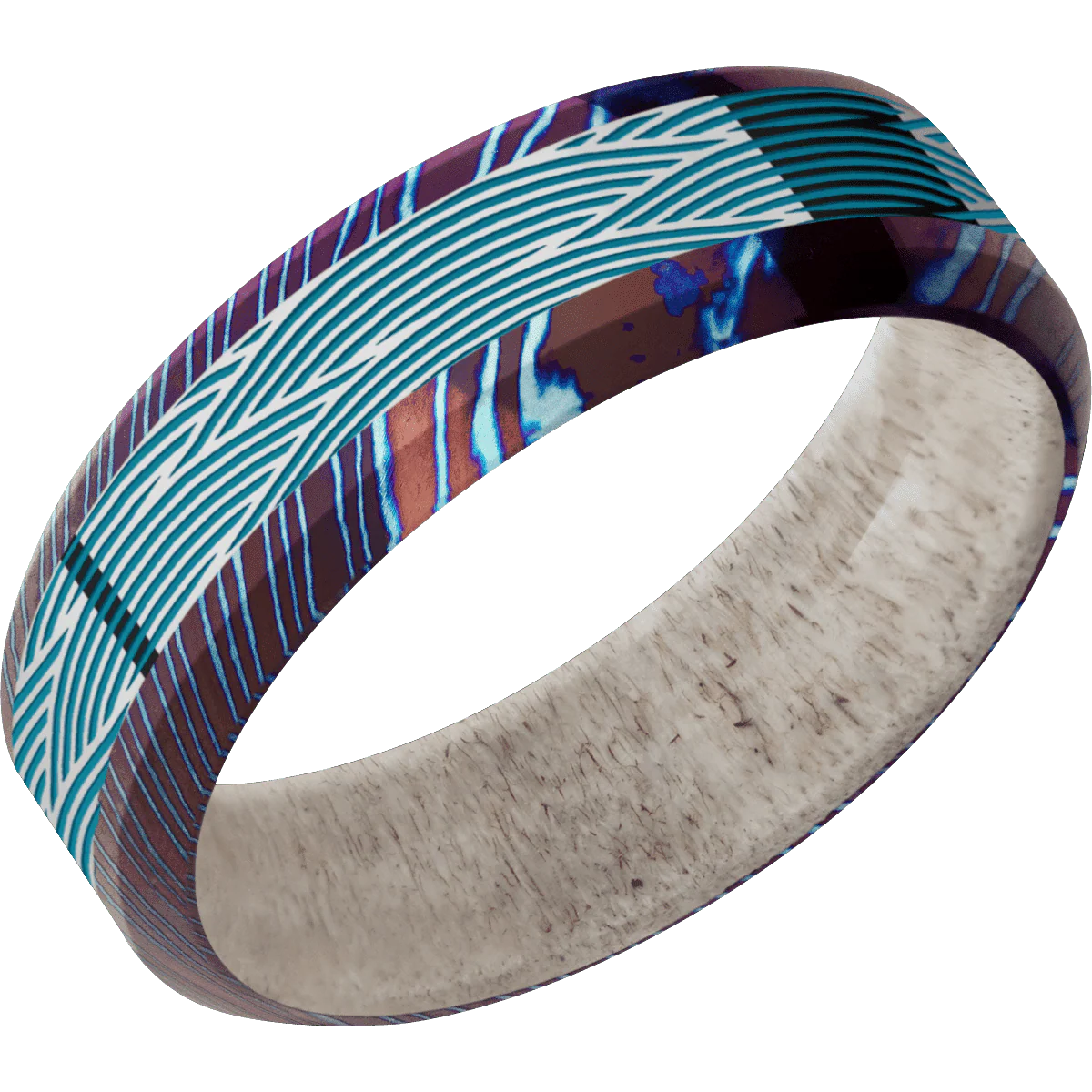 Titanium Damascus + Polish , Polish Finish + Antler - Image 2