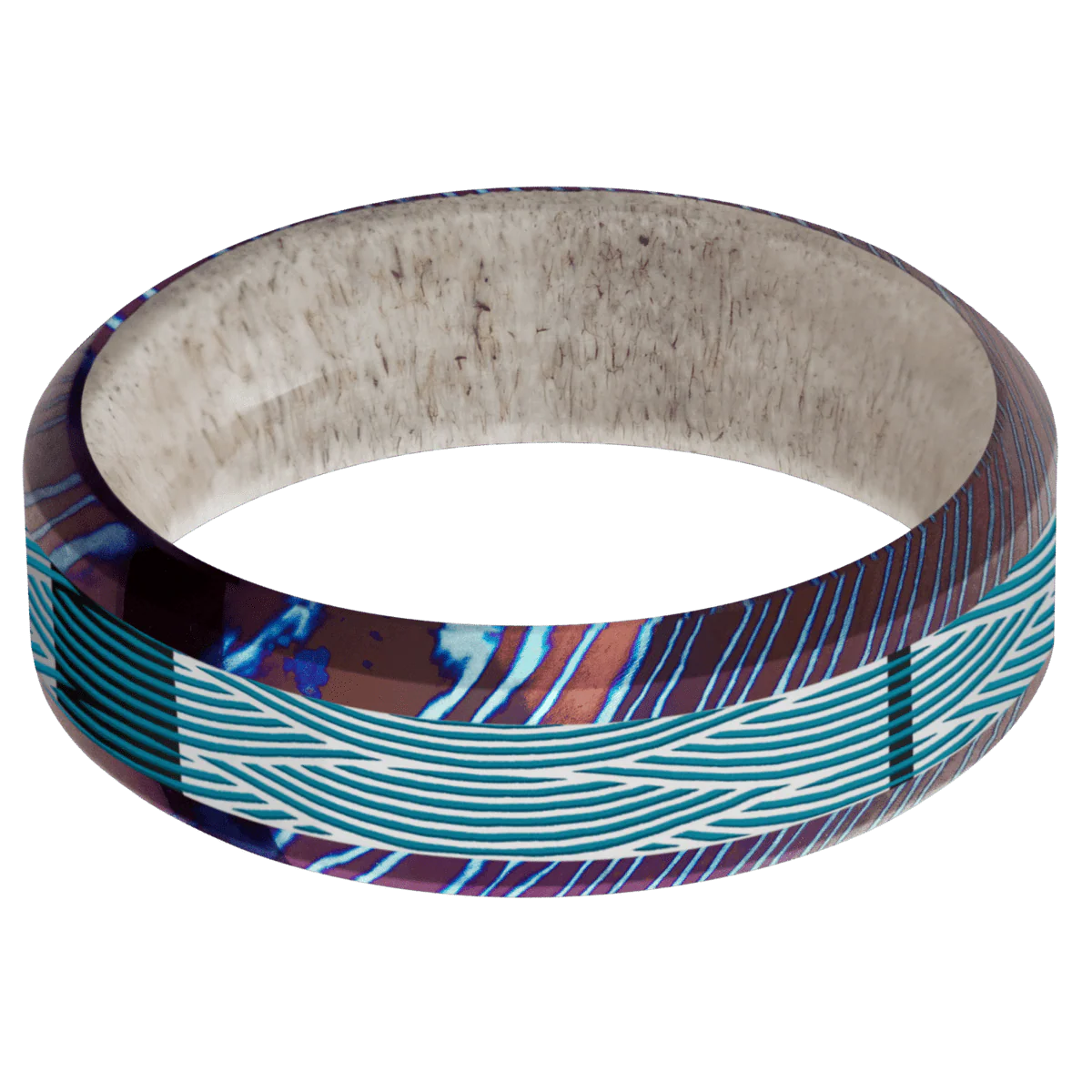 Titanium Damascus + Polish , Polish Finish + Antler - Image 3