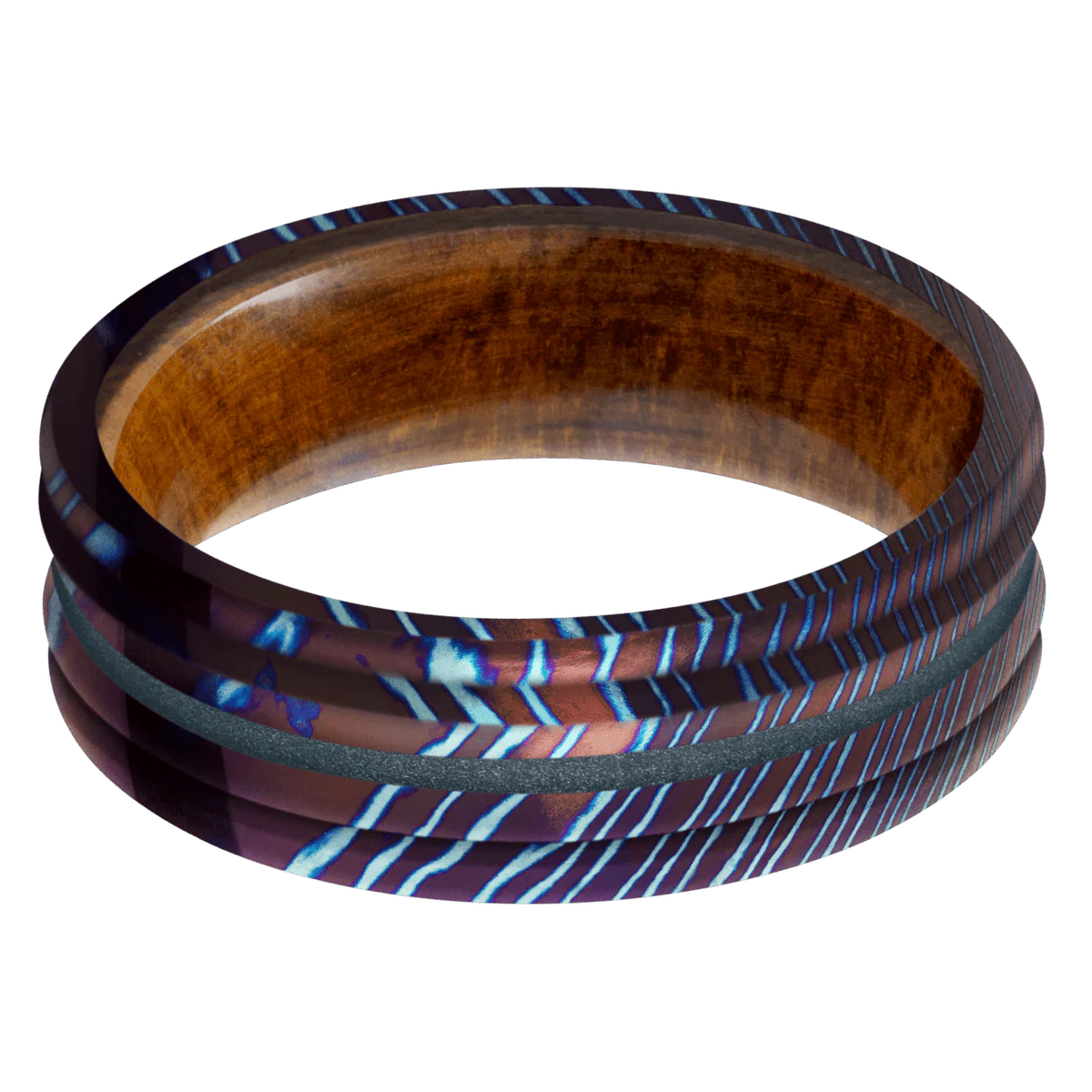 Titanium Damascus + Polish , Polish Finish + Desert Iron Wood - Image 3