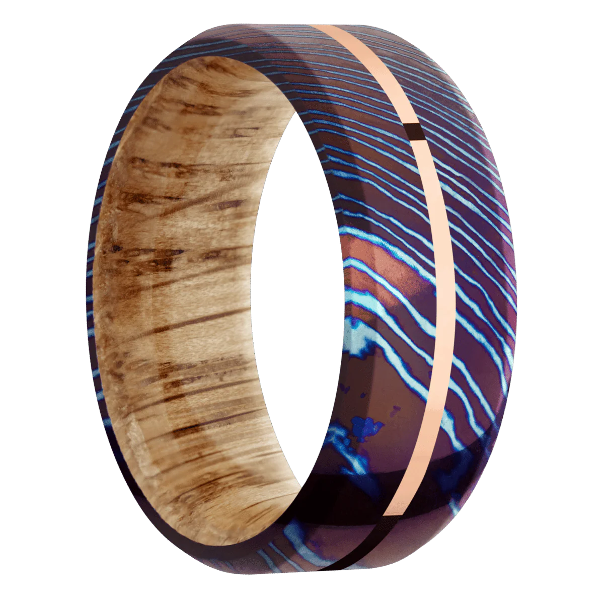 Titanium Damascus + Polish , Polish Finish + Natural Oak