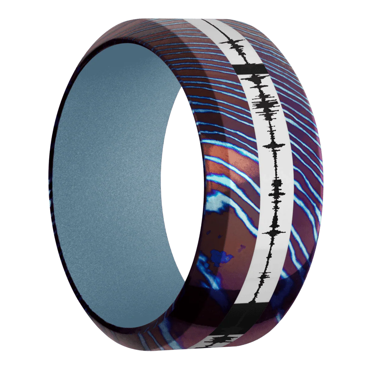 Titanium Damascus + Polish , Polish Finish + Polar Blue
