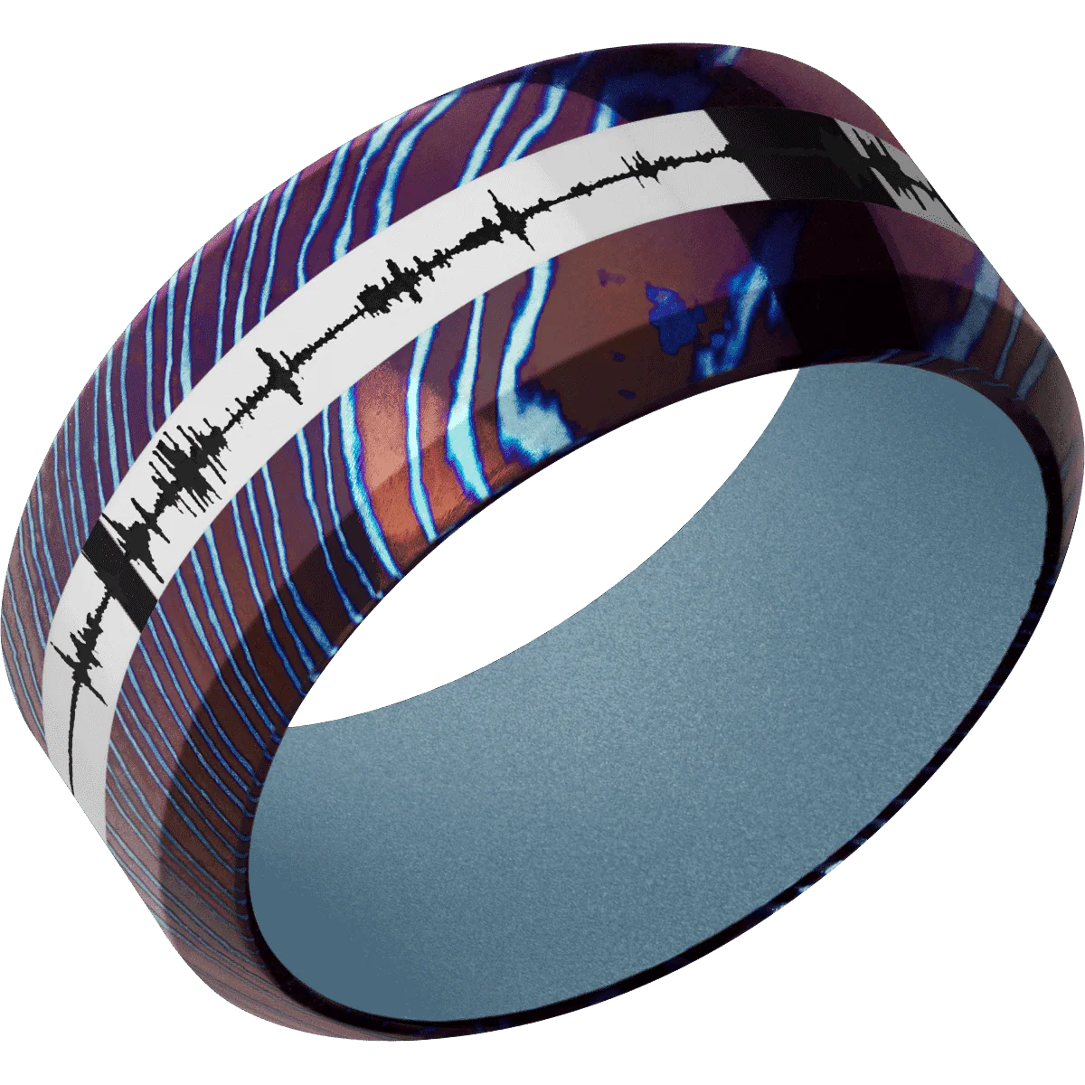 Titanium Damascus + Polish , Polish Finish + Polar Blue - Image 2