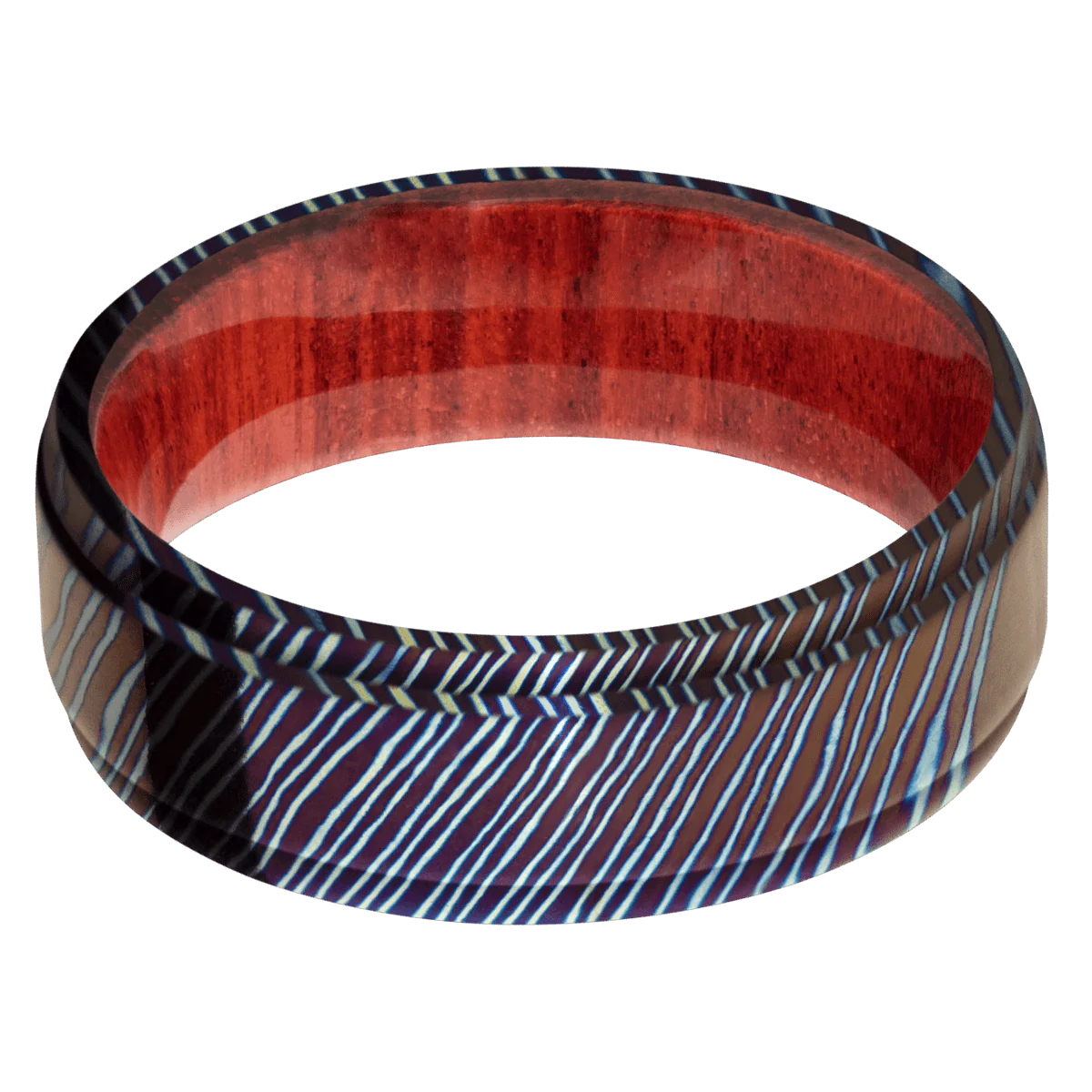 Titanium Damascus + Polish , Polish Finish + Red Heart - Image 3