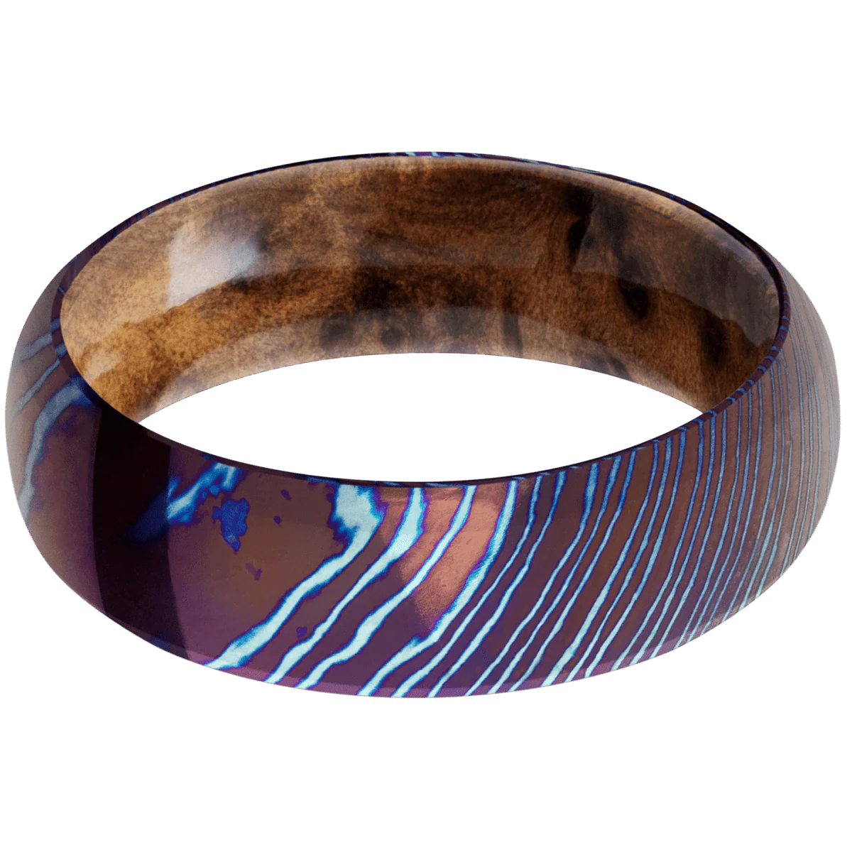 Titanium Damascus + Polish , Polish Finish + Thuya Burl - Image 3