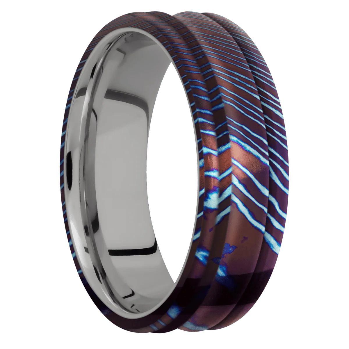 Titanium Damascus + Polish , Polish Finish + Titanium