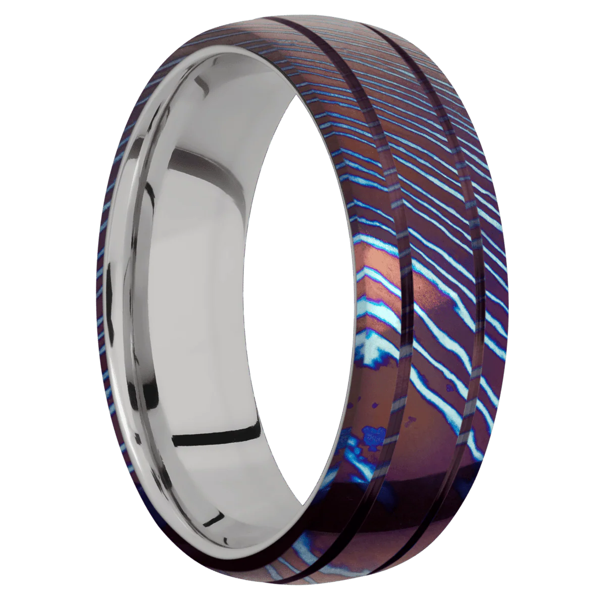 Titanium Damascus + Polish , Polish Finish + Titanium