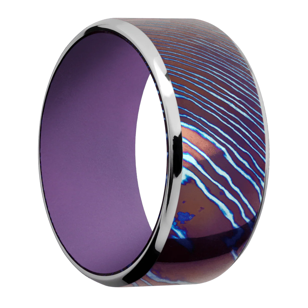 Titanium Damascus + Polish , Polish Finish + Wild Purple